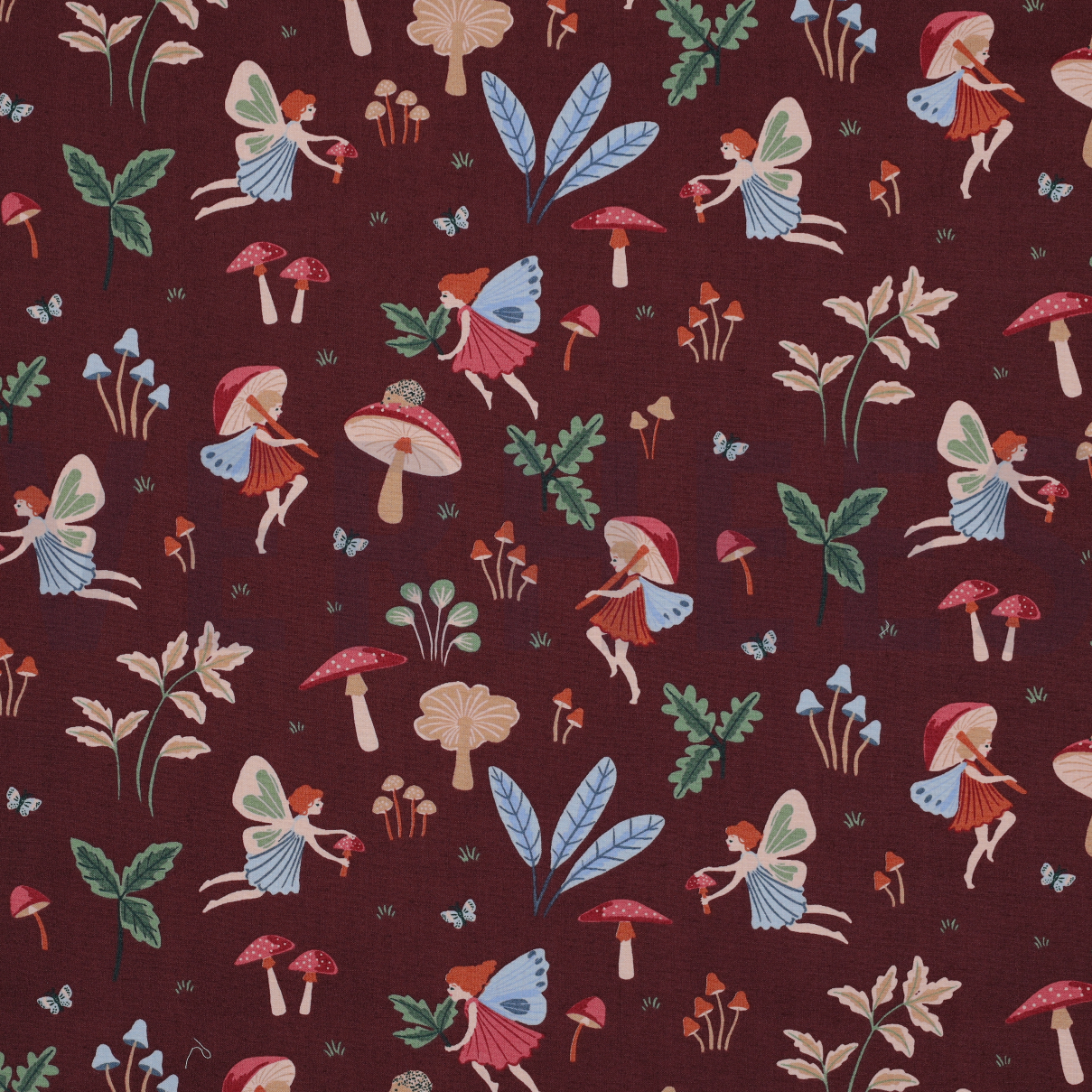 FINE POPLIN FAIRYTALES BURGUNDY (high resolution)