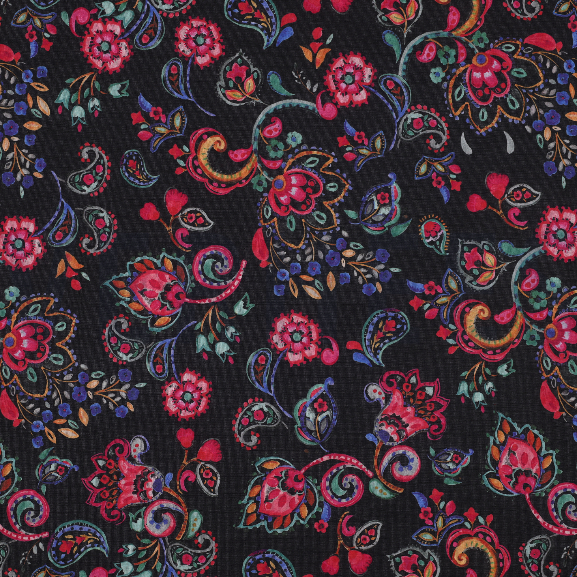 BAUMWOLLE VOILE DIGITAL BLUMEN SCHWARZ (high resolution)