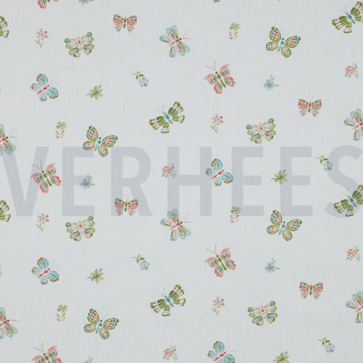 POPLIN DIGITAL BUTTERFLIES WHITE (high resolution)