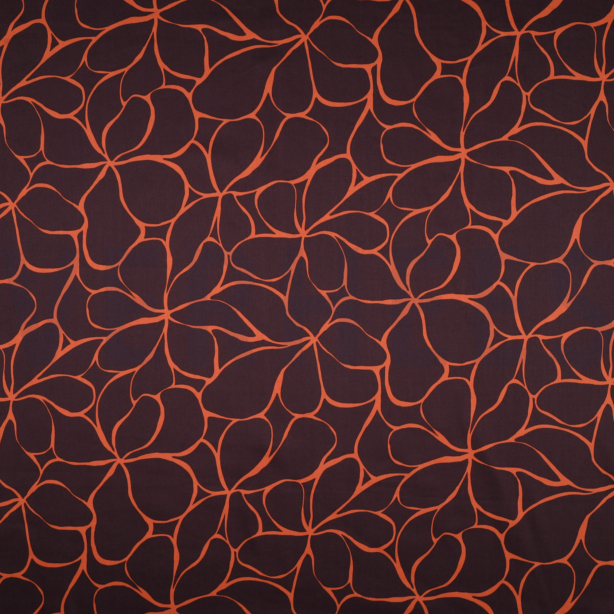 BAUMWOLLE SATIN BLUMEN DUNKELBRAUN (high resolution)