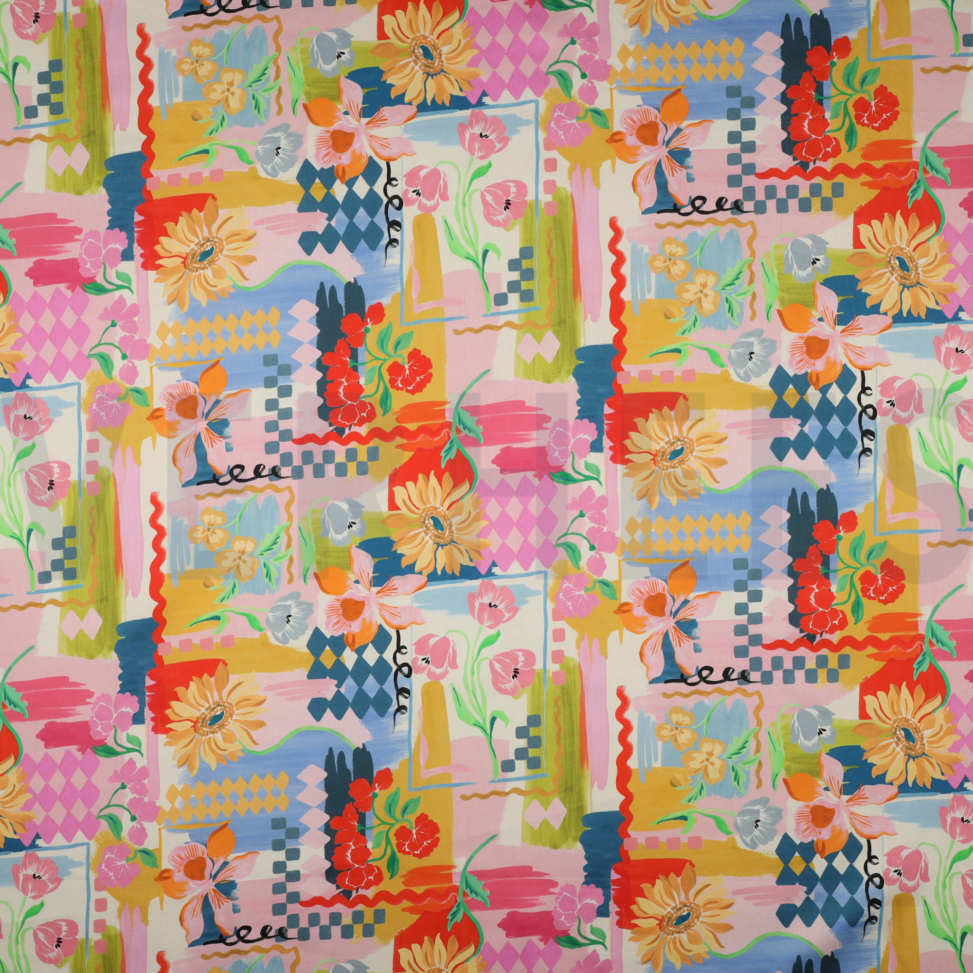 COTTON SATIN DIGITAL PATCHWORK YELLOW (high resolution)