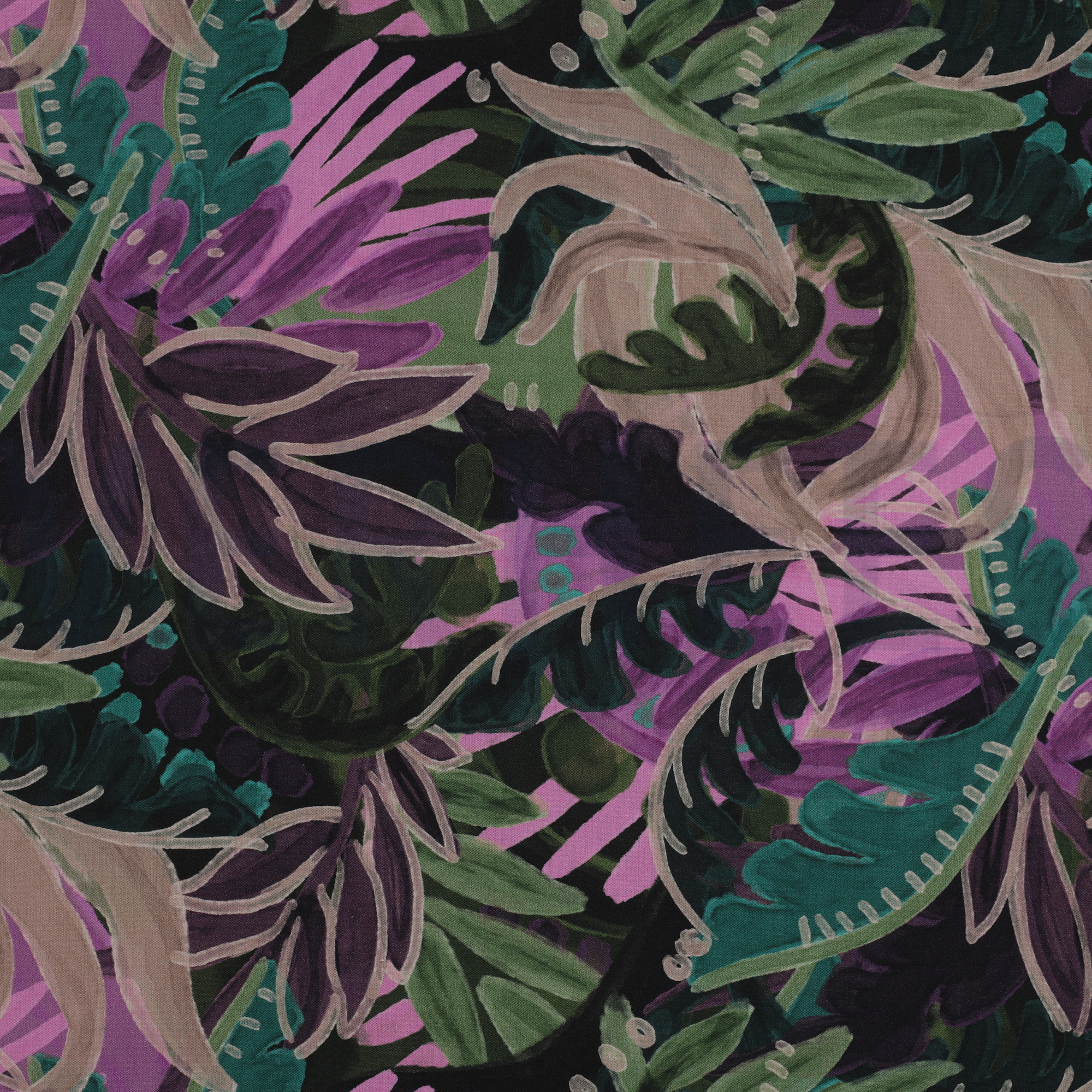 COTON VISCOSE DIGITAL FEUILLES VIOLET (high resolution)
