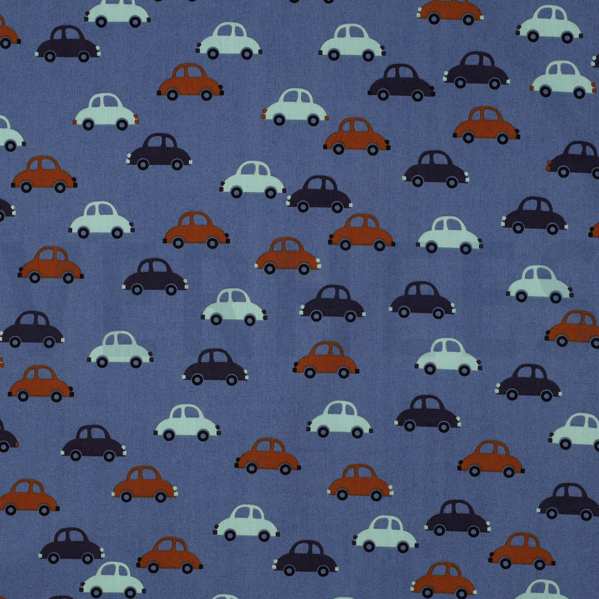 BAUMWOLLE POPELINE AUTOS JEANSBLAU (high resolution)