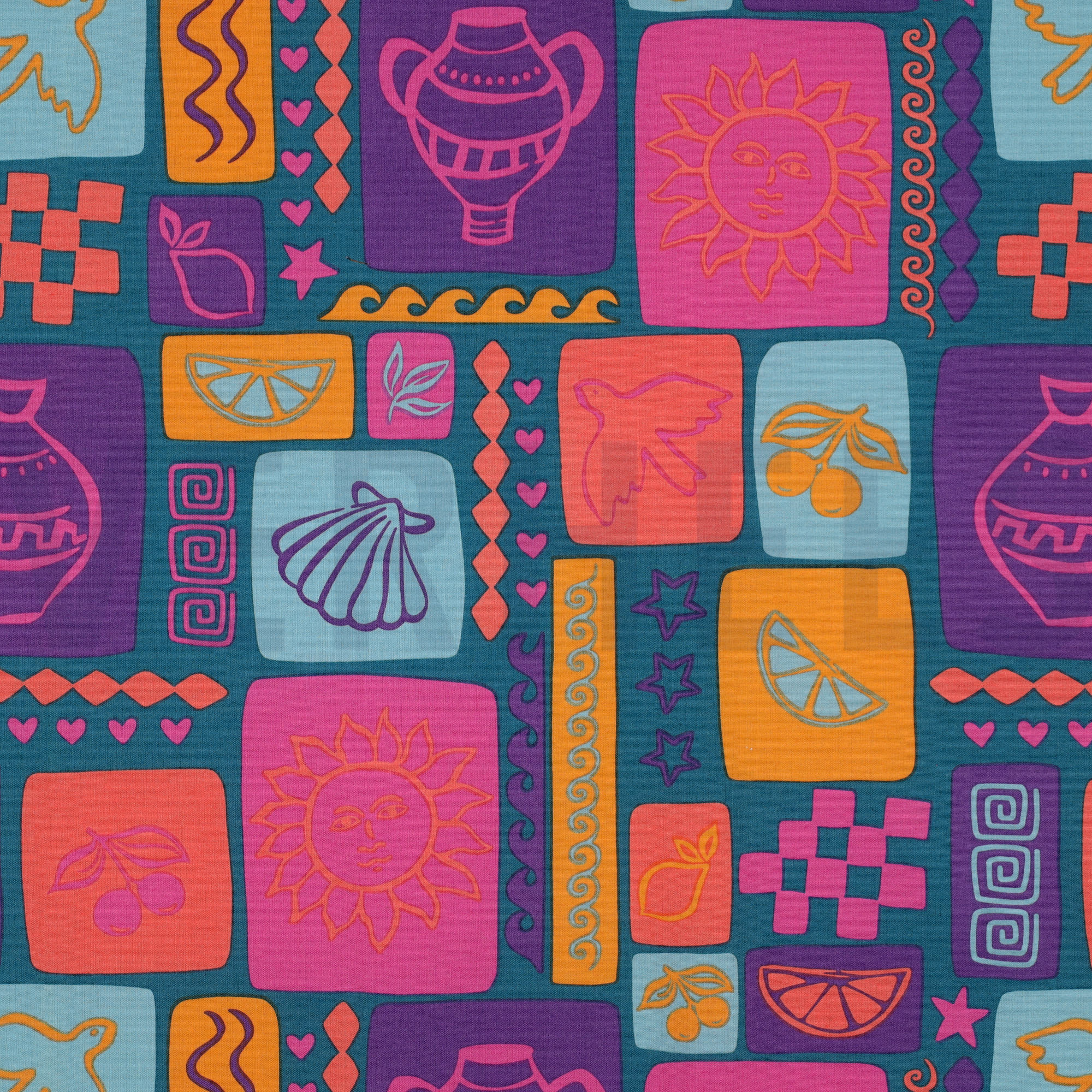 KATOENEN POPLIN ZOMER PATCHWORK PETROL (high resolution)