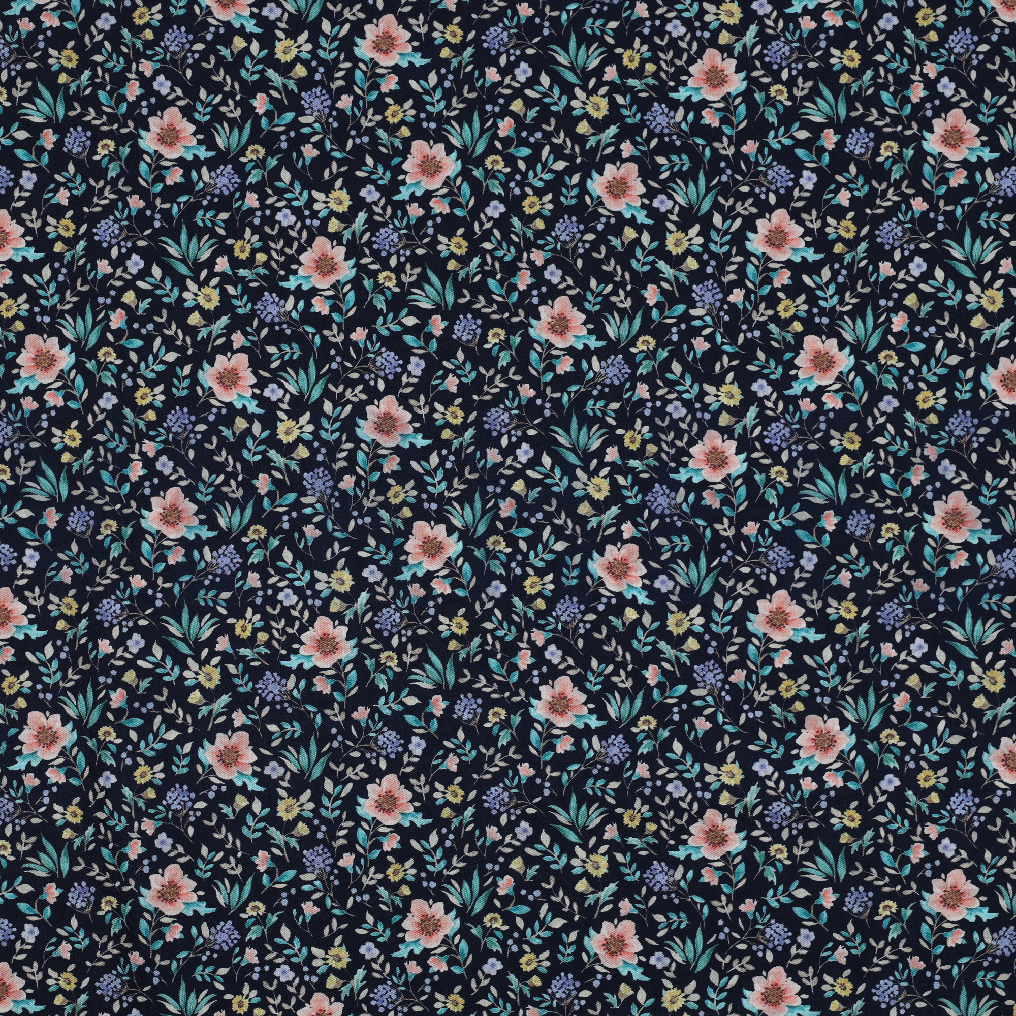 FINE POPLIN DIGITAL FLOWERS NAVY (high resolution)