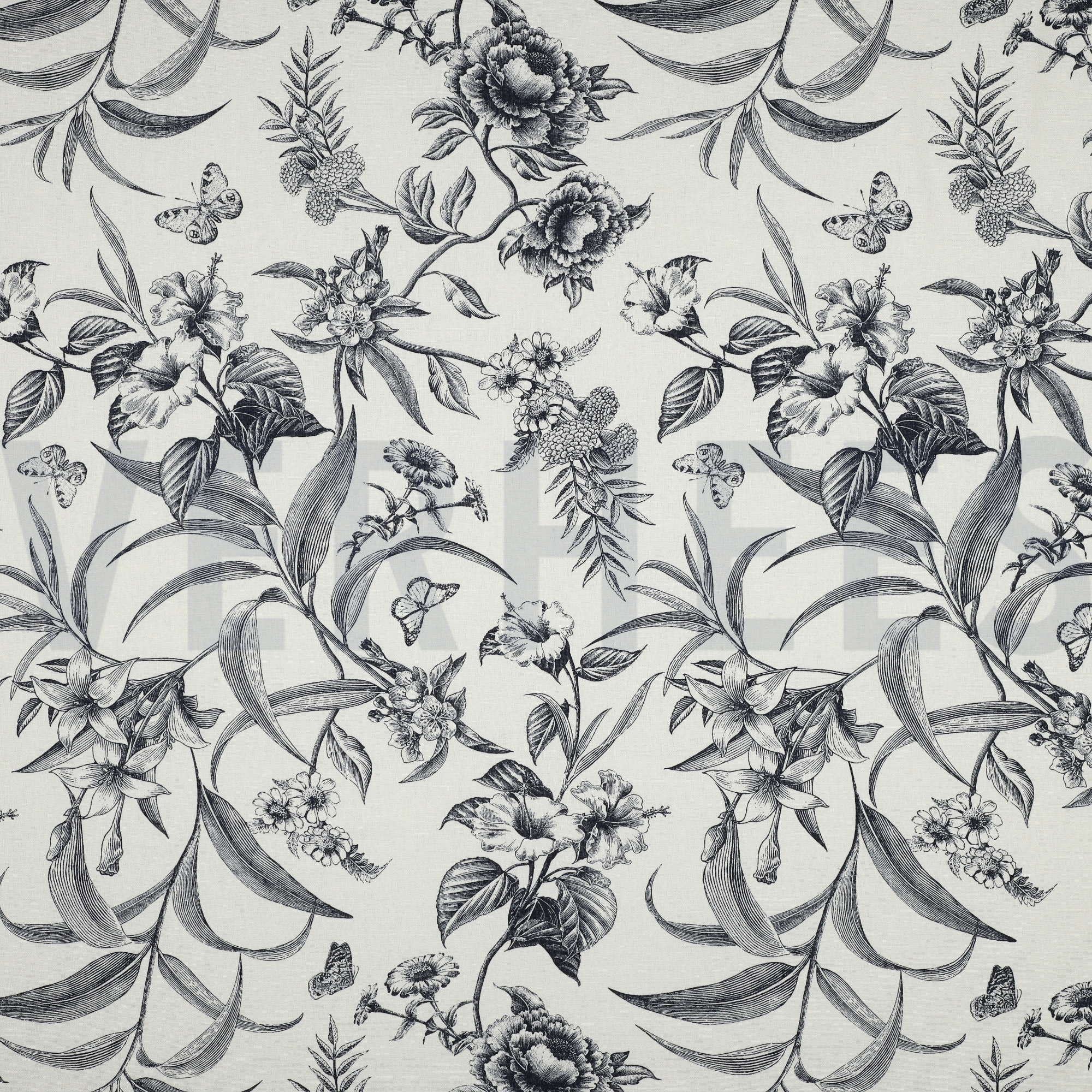 LINNEN VISCOSE BLOEMEN MARINEBLAUW (high resolution)