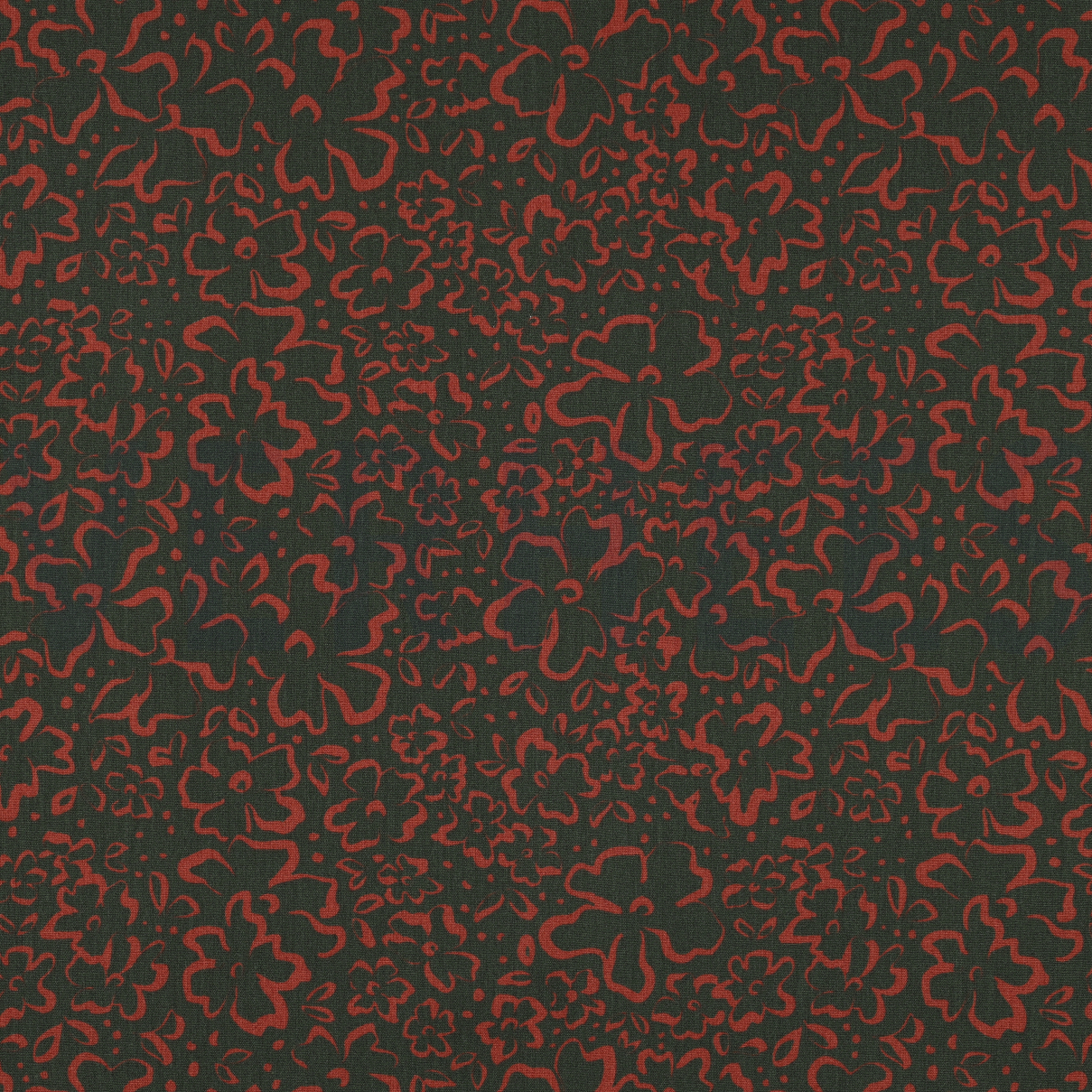 KATOENEN POPLIN WILDE BLOEMEN LEGERGROEN (high resolution)