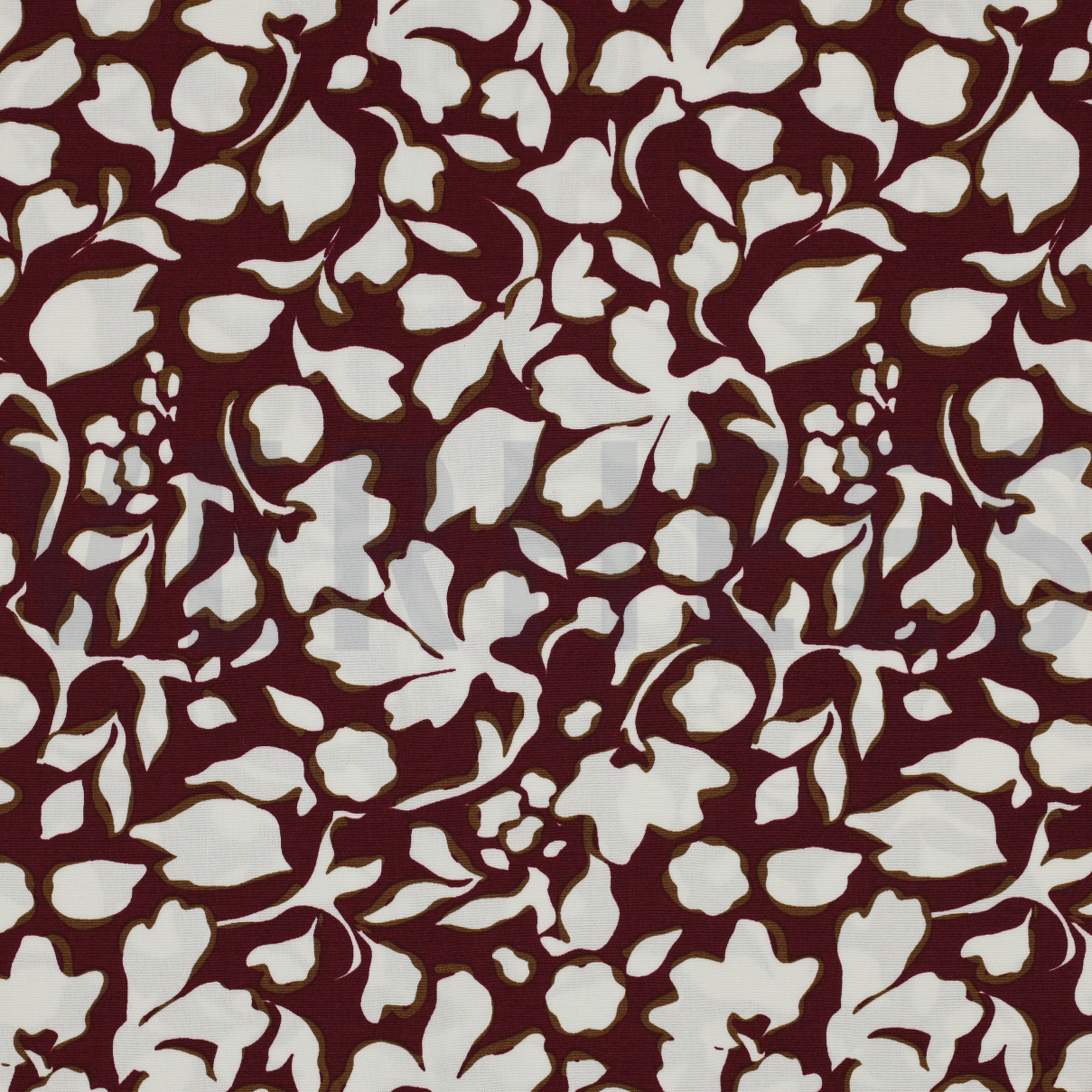 VISCOSE POPLIN STRETCH BIG FLOWERS BURGUNDY (high resolution)