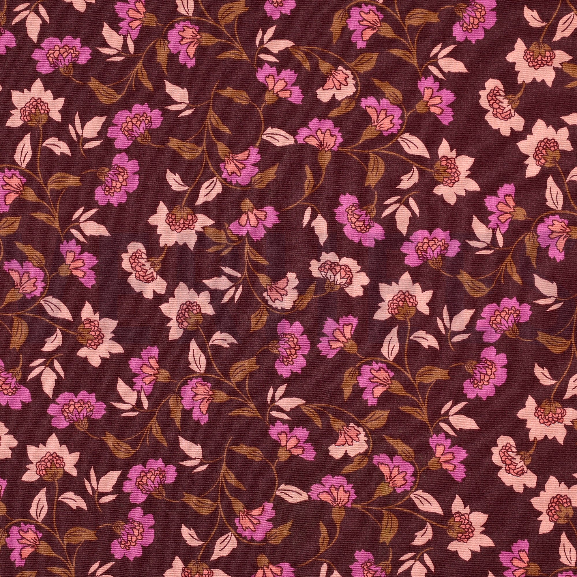 VISCOSE ROSELLA STRETCH FLOWERS BURGUNDY (high resolution)