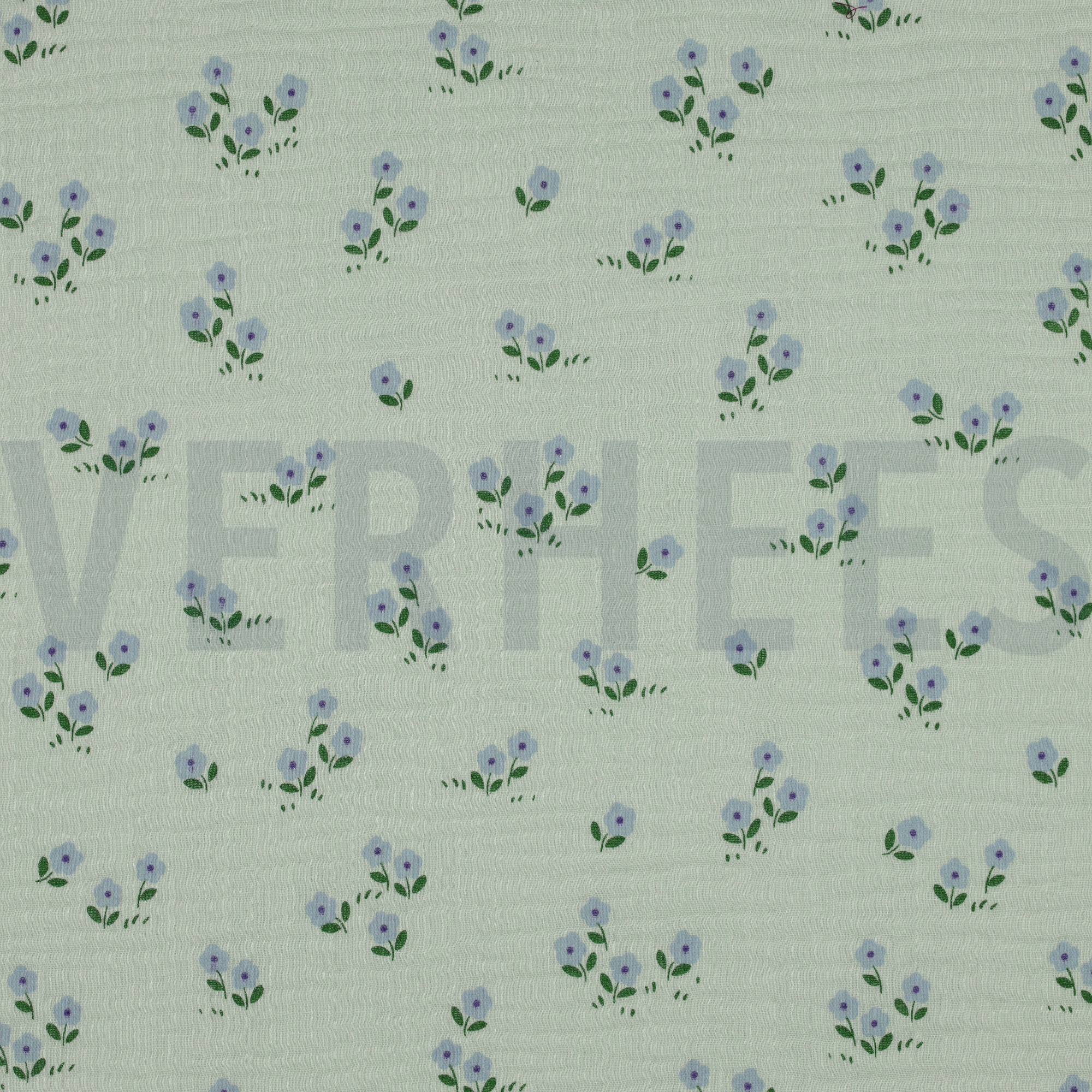 DOUBLE GAZE DE COTON FLEURS MENTHE (high resolution)