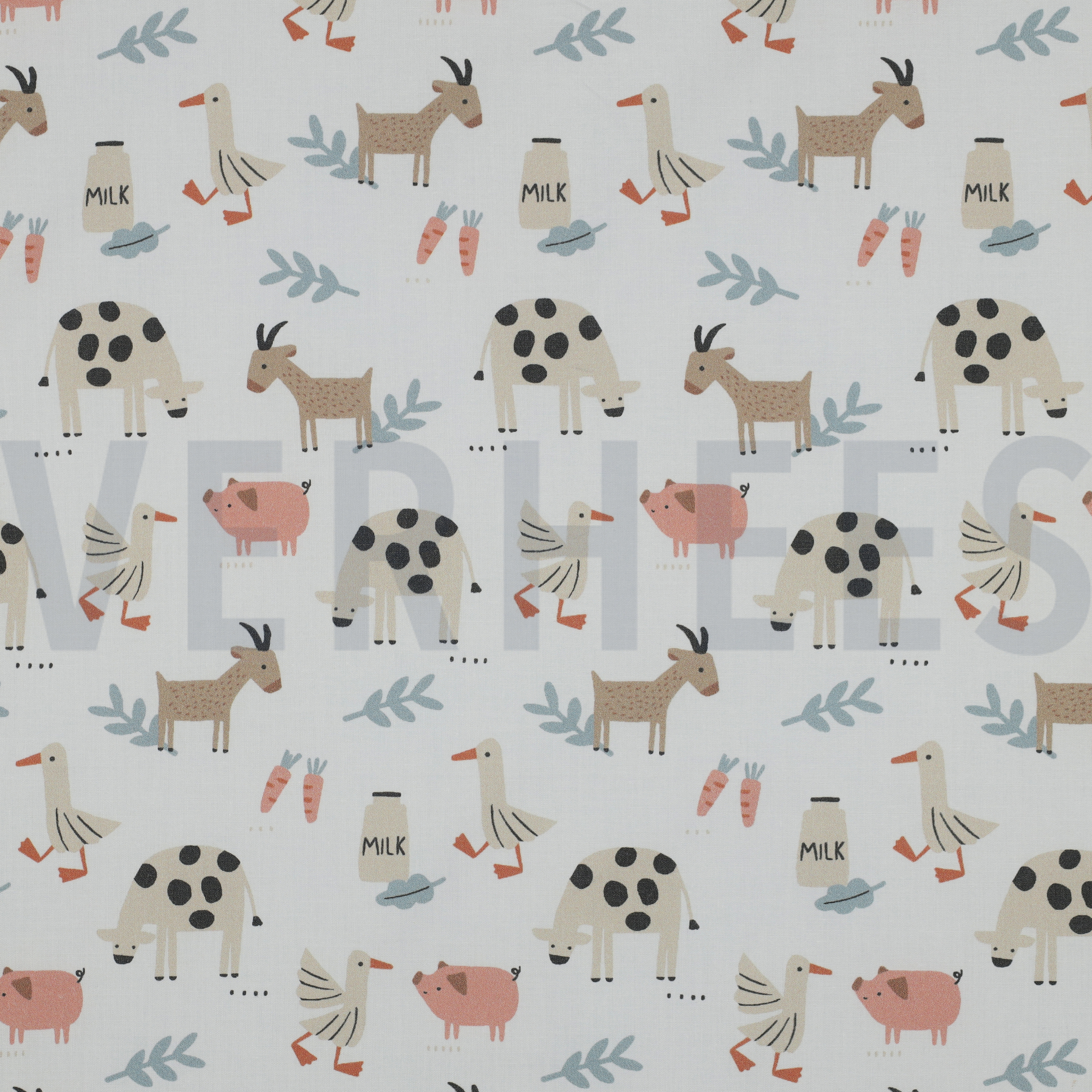FINE POPLIN GOTS FARM ANIMALS WHITE (high resolution)