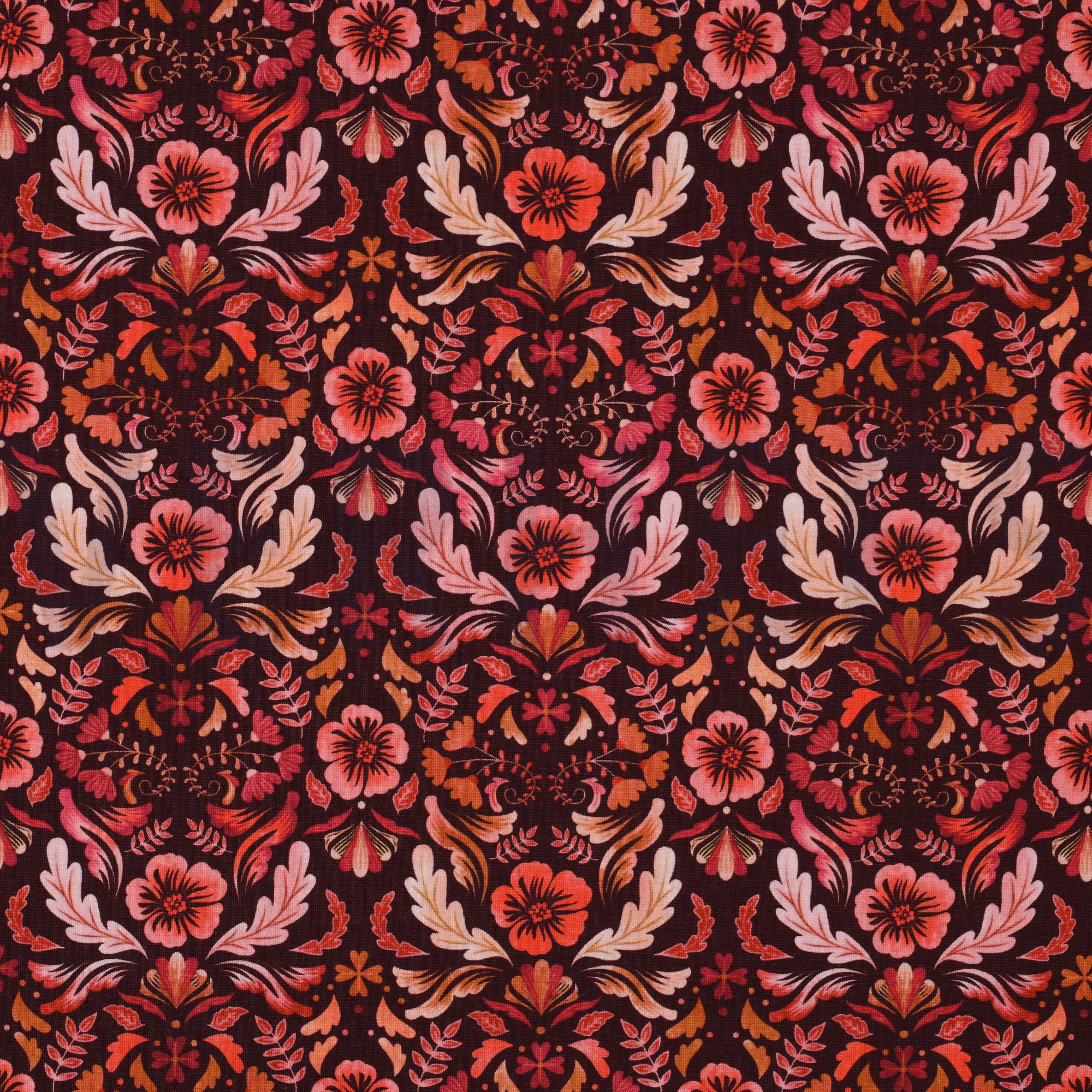 JERSEY DIGITAL FLOWERS DARK RED (high resolution)