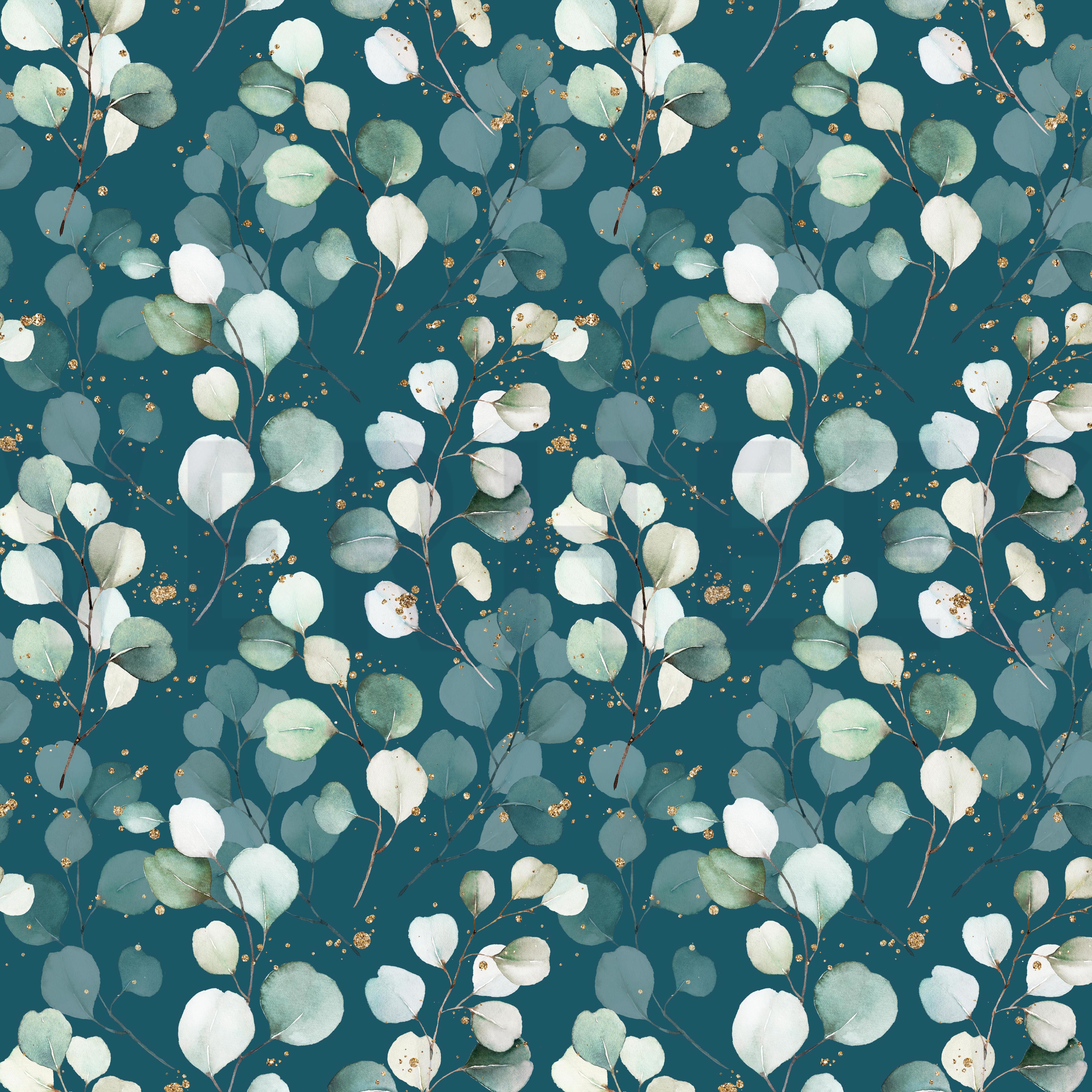 JERSEY DIGITAL EUKALYPTUSBLÄTTER PETROL (high resolution)