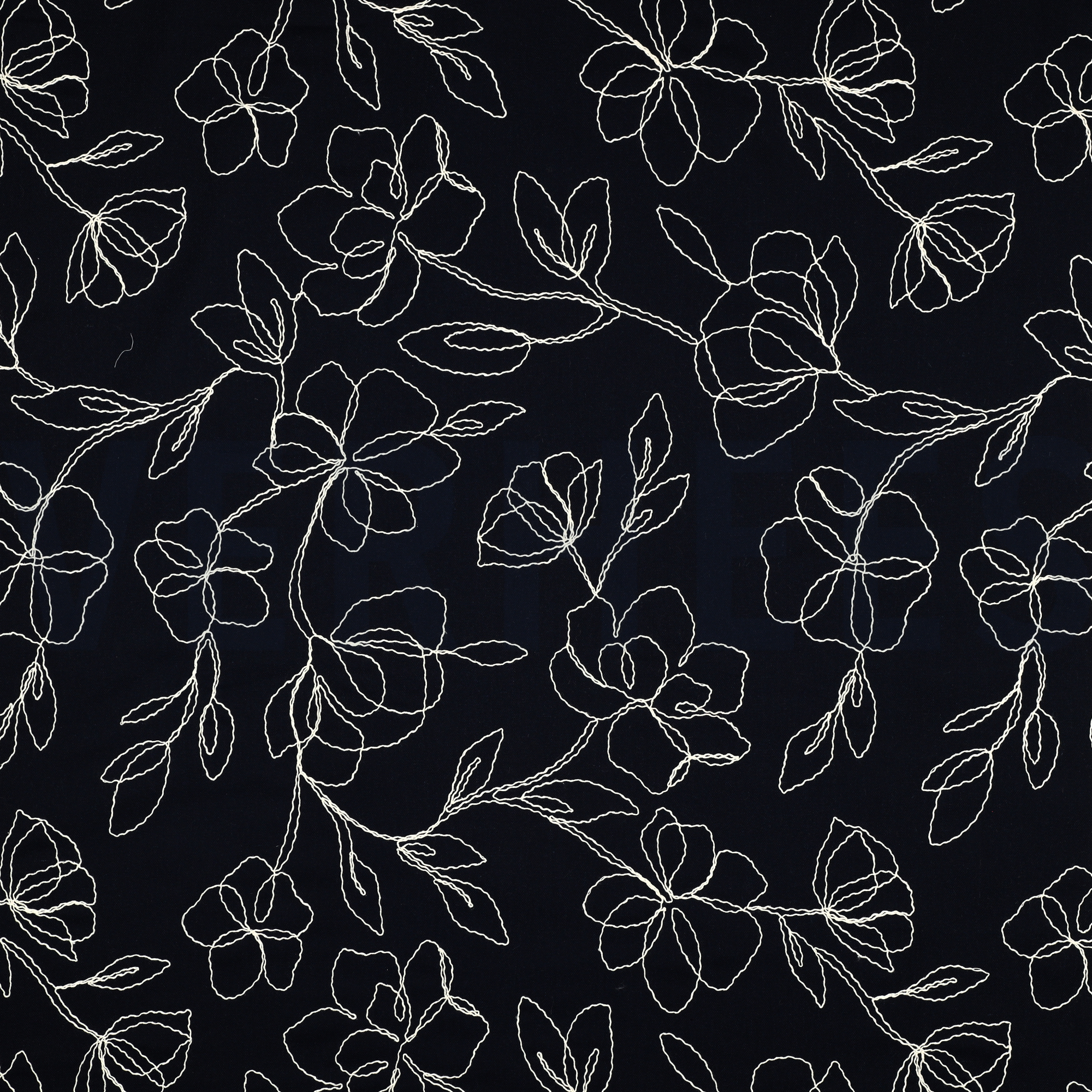 LINNEN VISCOSE EMBROIDERY BLOEMEN MARINEBLAUW (high resolution)