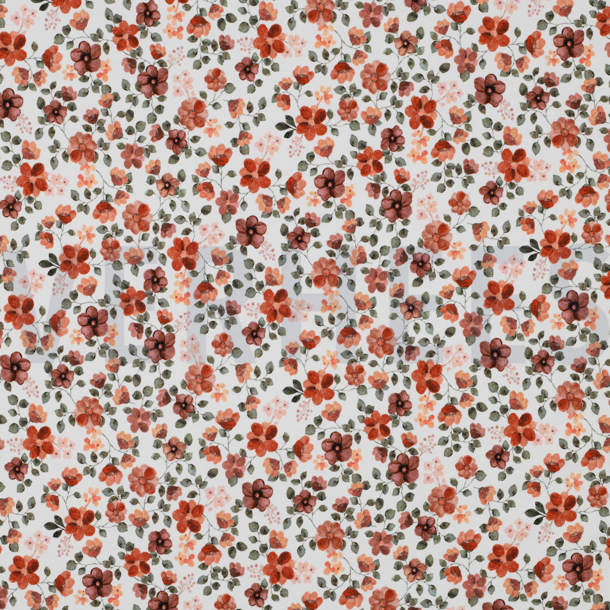 JERSEY GOTS DIGITAAL BLOEMEN WIT/PERZIK (high resolution)