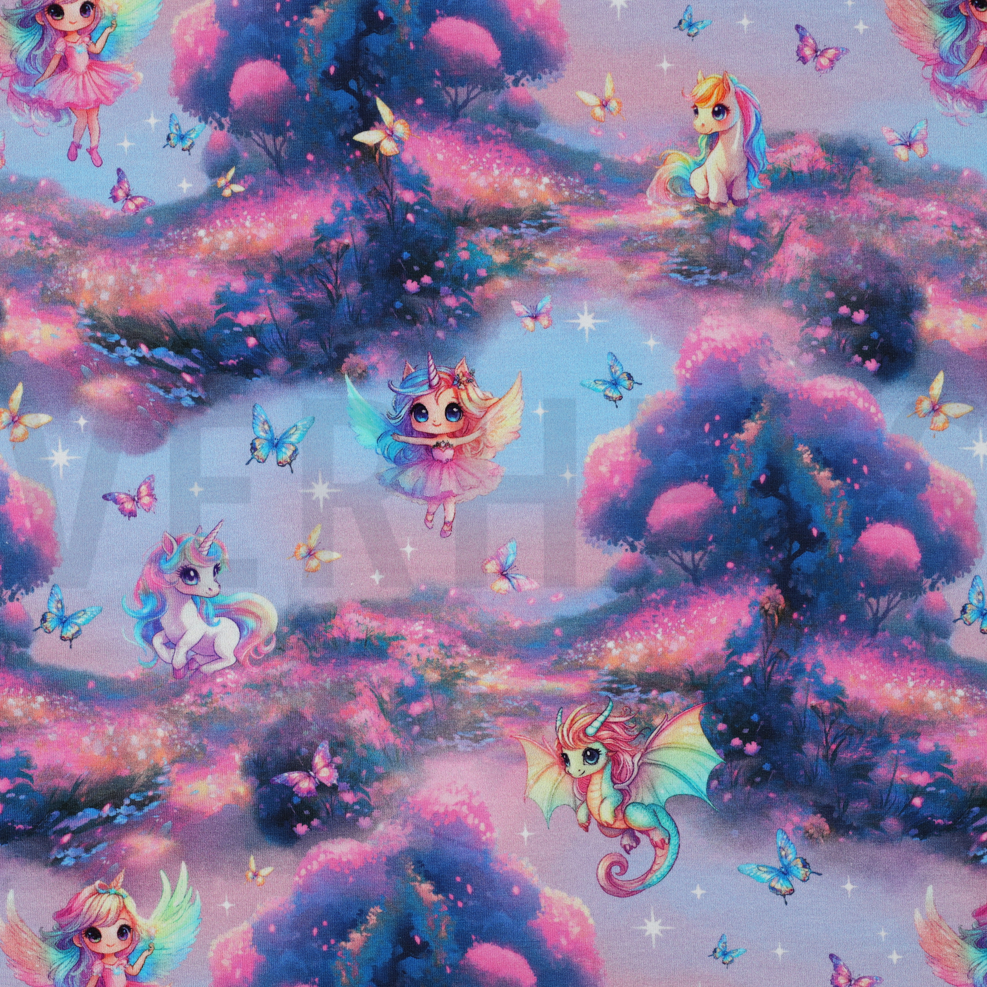 FRENCH TERRY DIGITAL FÉES ROSE (high resolution)