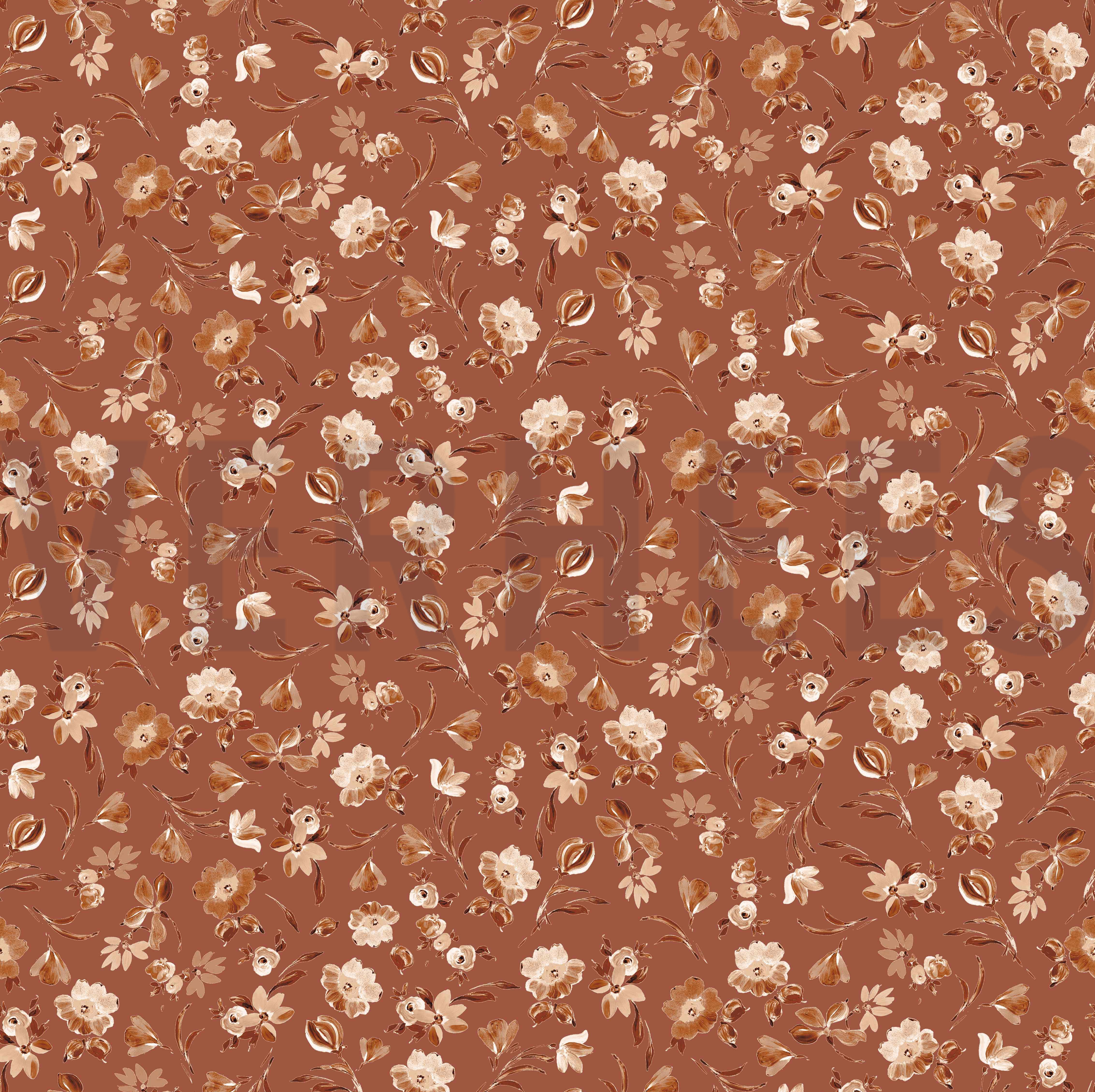 JERSEY DIGITAL FLEURS COGNAC (high resolution)