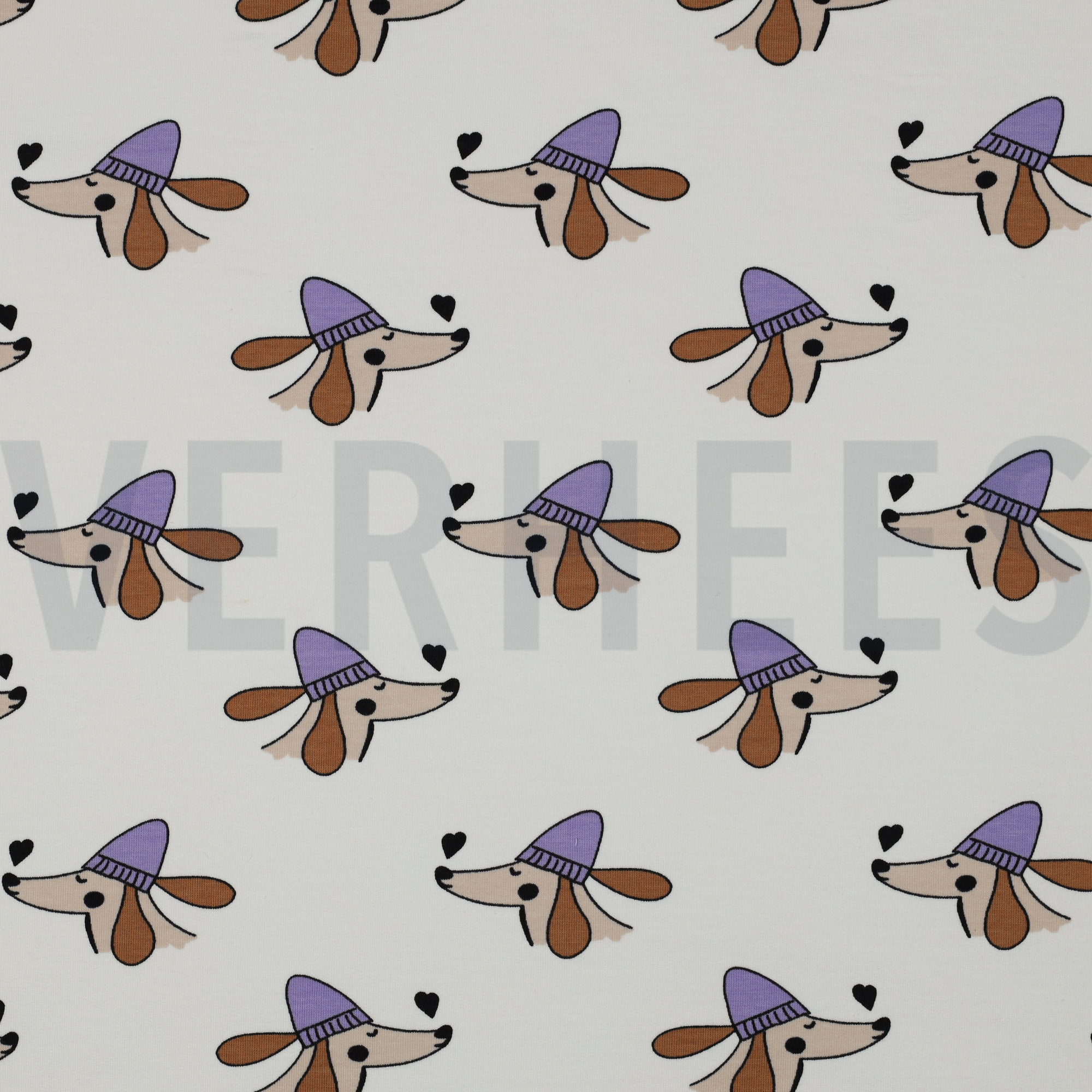 FRENCH TERRY DOGS AND HEARTS OFF WHITE (high resolution)