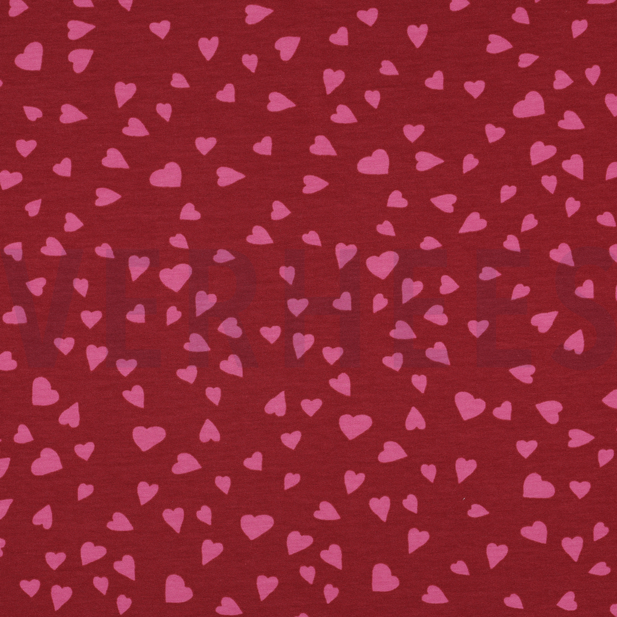 FRENCH TERRY HUNDE UND HERZEN ROT (high resolution)