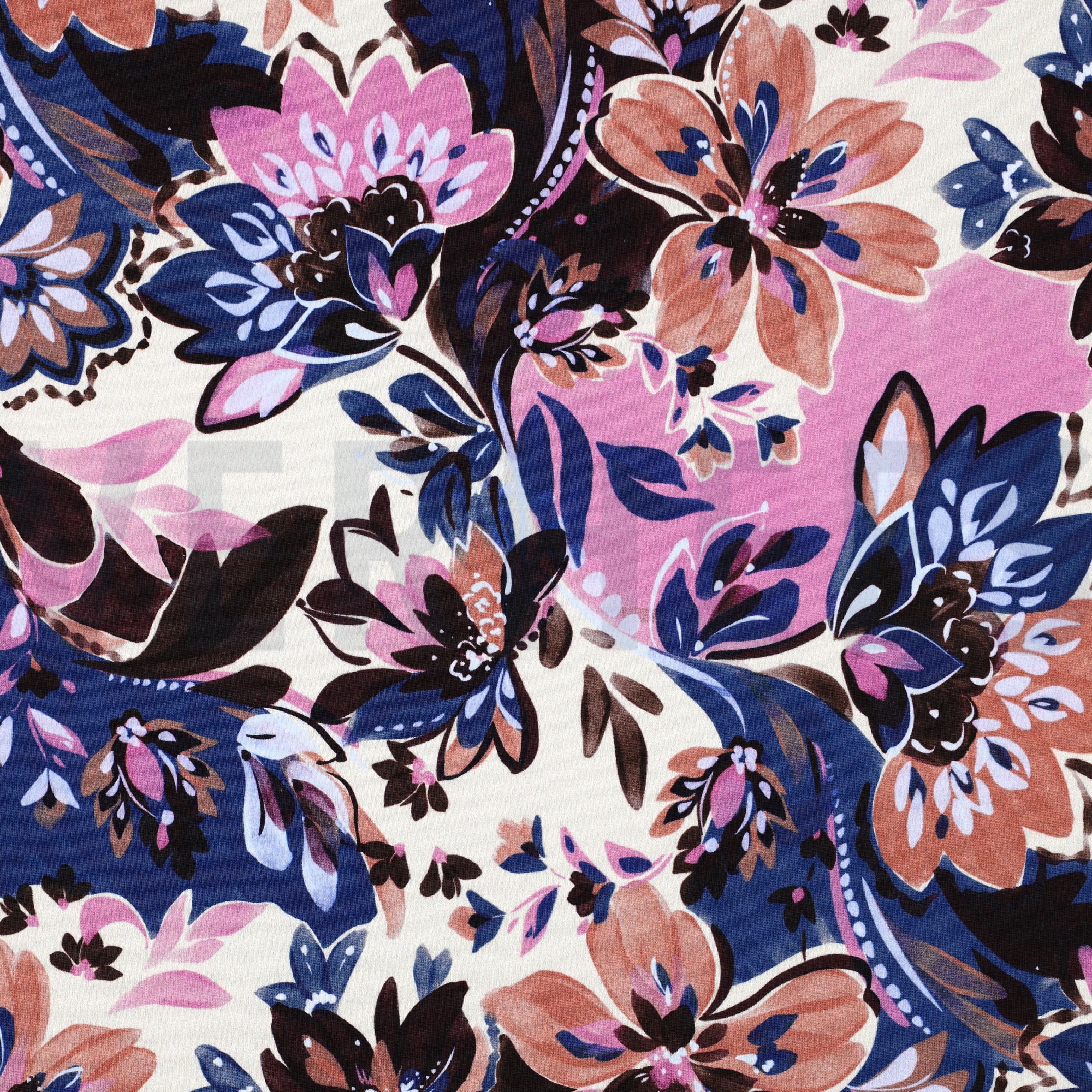 FRENCH TERRY DIGITAL FLOWERS ECRU (high resolution)