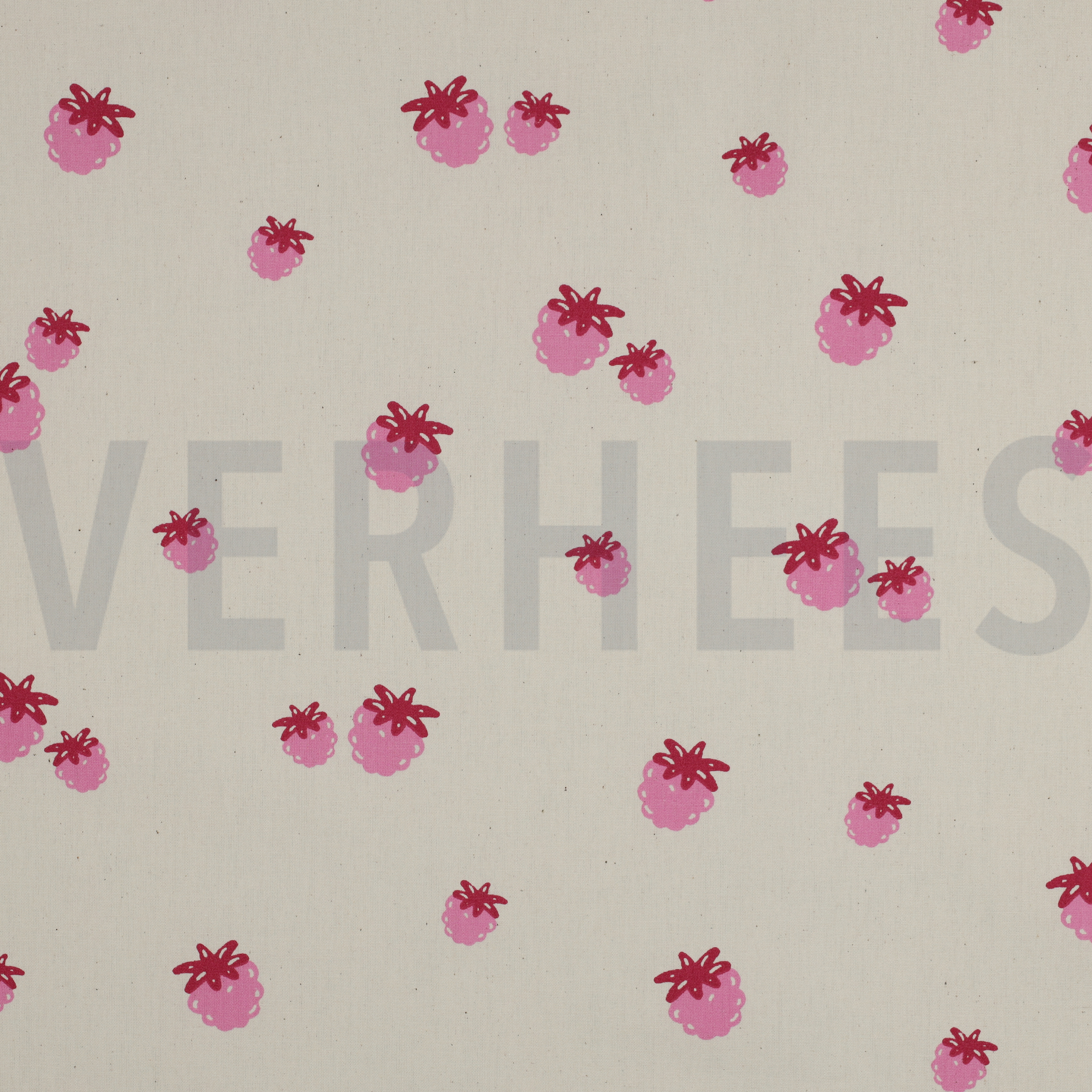 BAUMWOLLE POPELINE GOTS NATURAL BEEREN NATUR/FUCHSIA (high resolution)