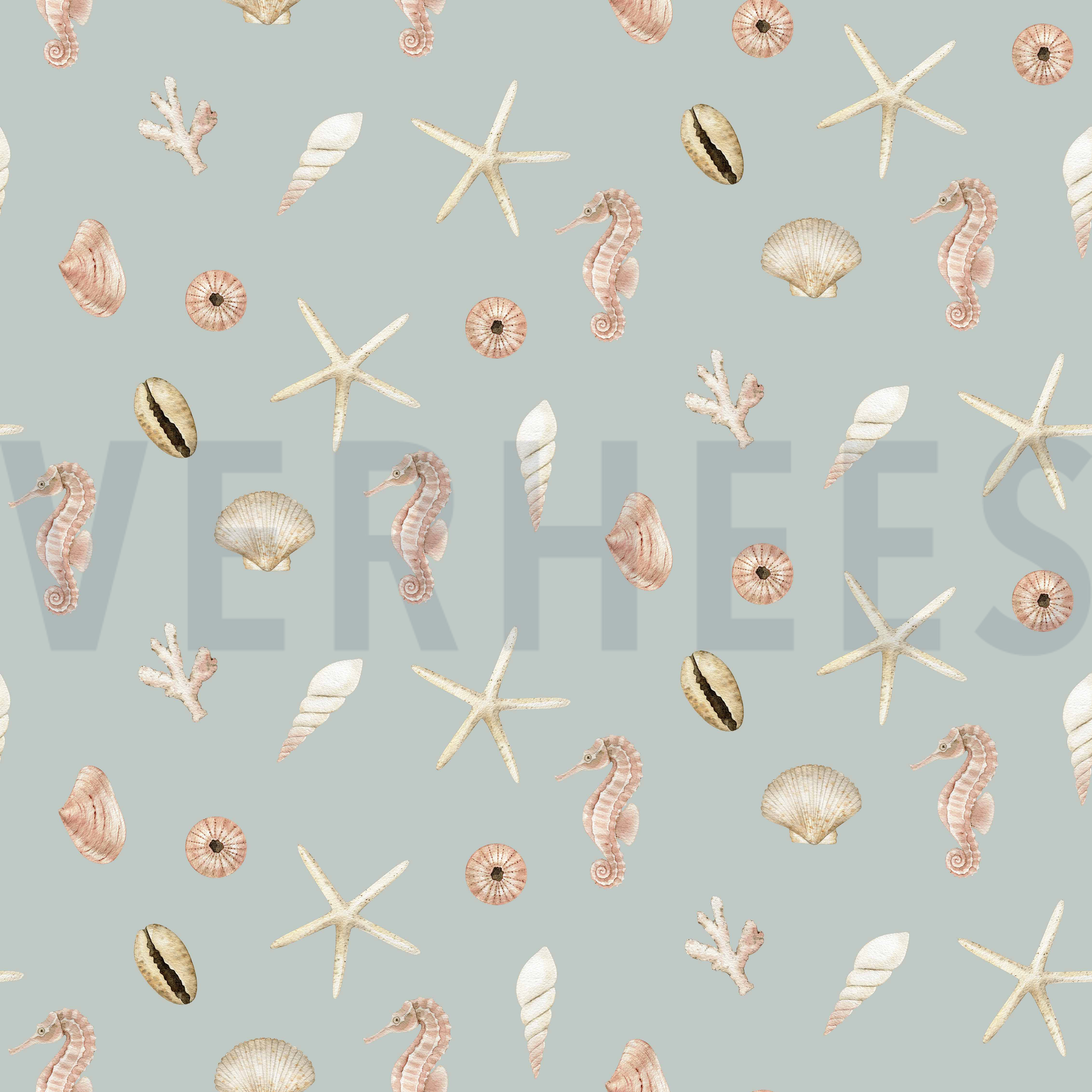 TOILE DÉCORATION DIGITAL COQUILLAGES BLEU CLAIR (high resolution)