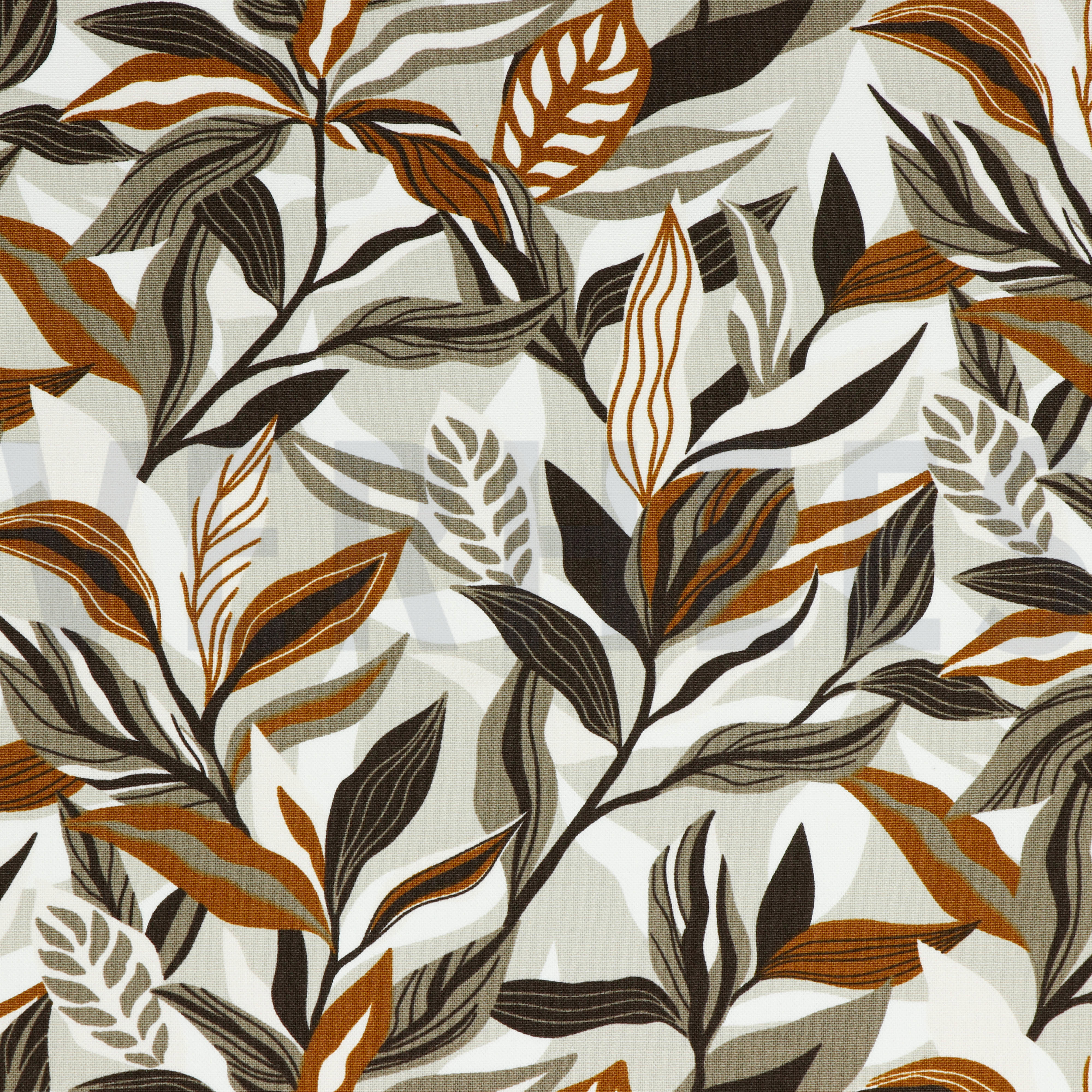 TOILE DÉCORATION FEUILLES TAUPE (high resolution)