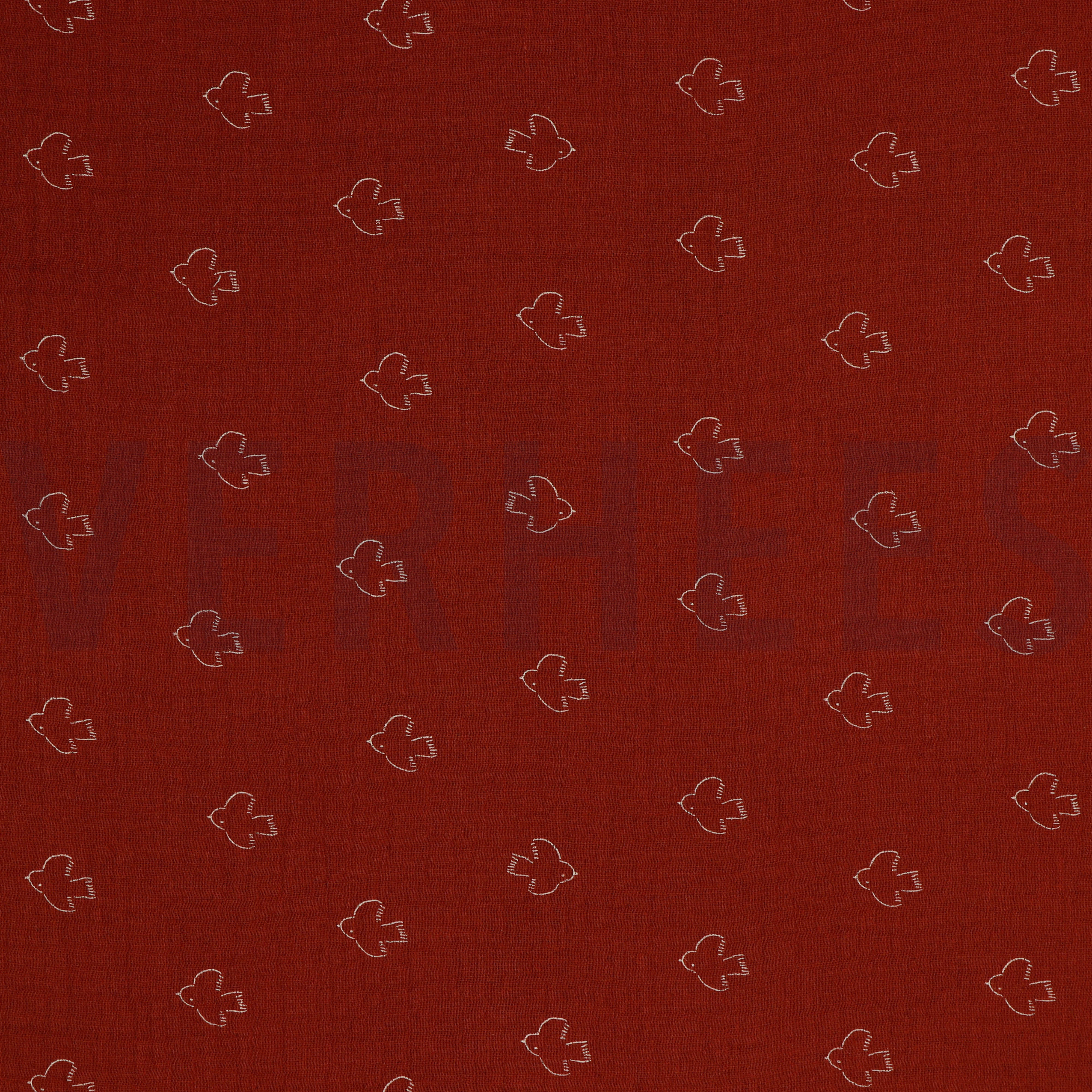 DOUBLE GAZE DE COTON OISEAUX RUST (high resolution)