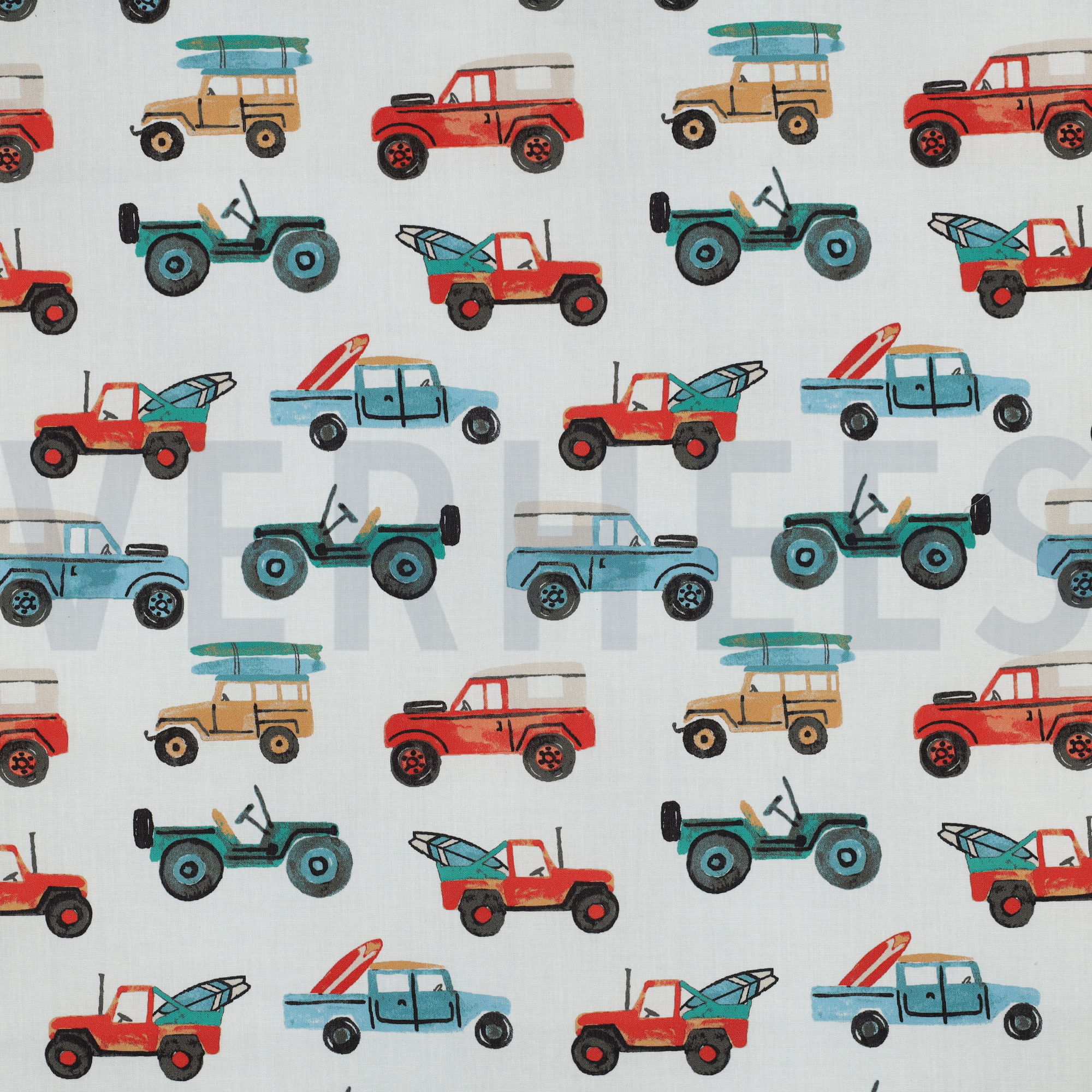 FINE POPLIN DIGITAL CARS WHITE (high resolution)