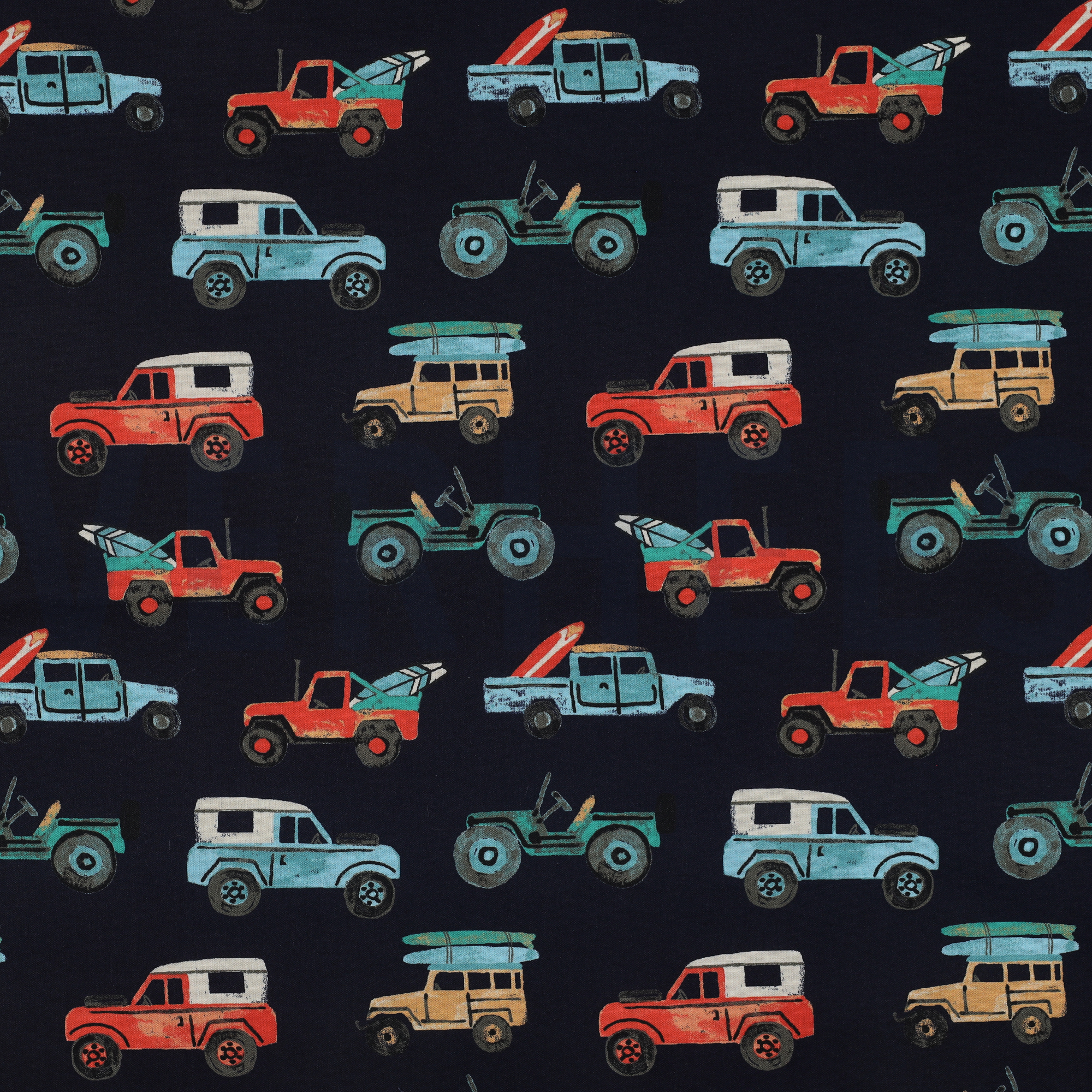 KATOENEN POPLIN DIGITAAL AUTO’S MARINEBLAUW (high resolution)