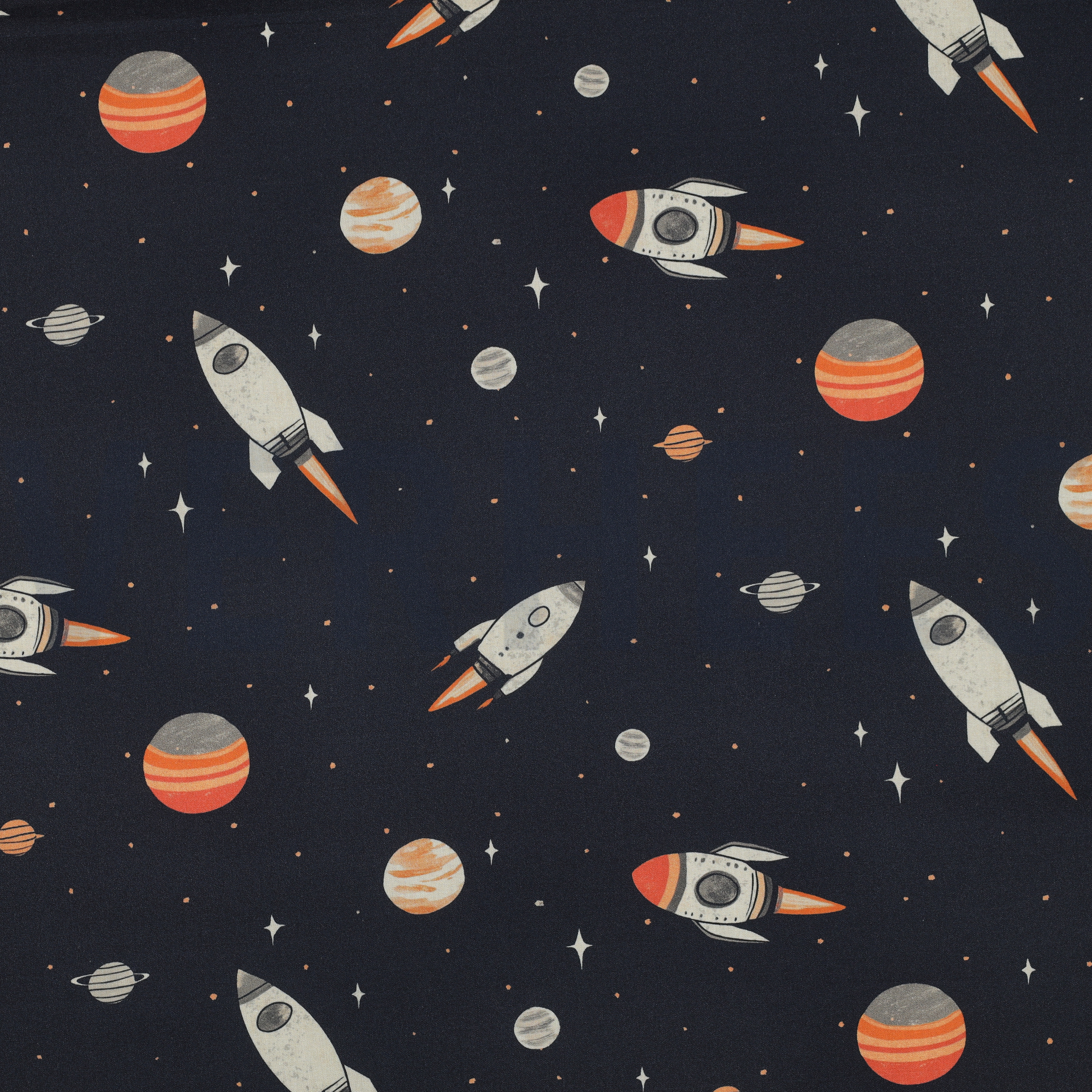 POPELINE DE COTON DIGITAL ESPACE BLEU MARINE (high resolution)
