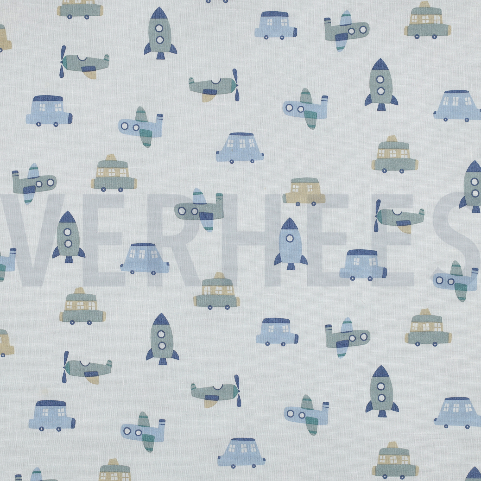 KATOENEN POPLIN VOERTUIGEN WIT (high resolution)