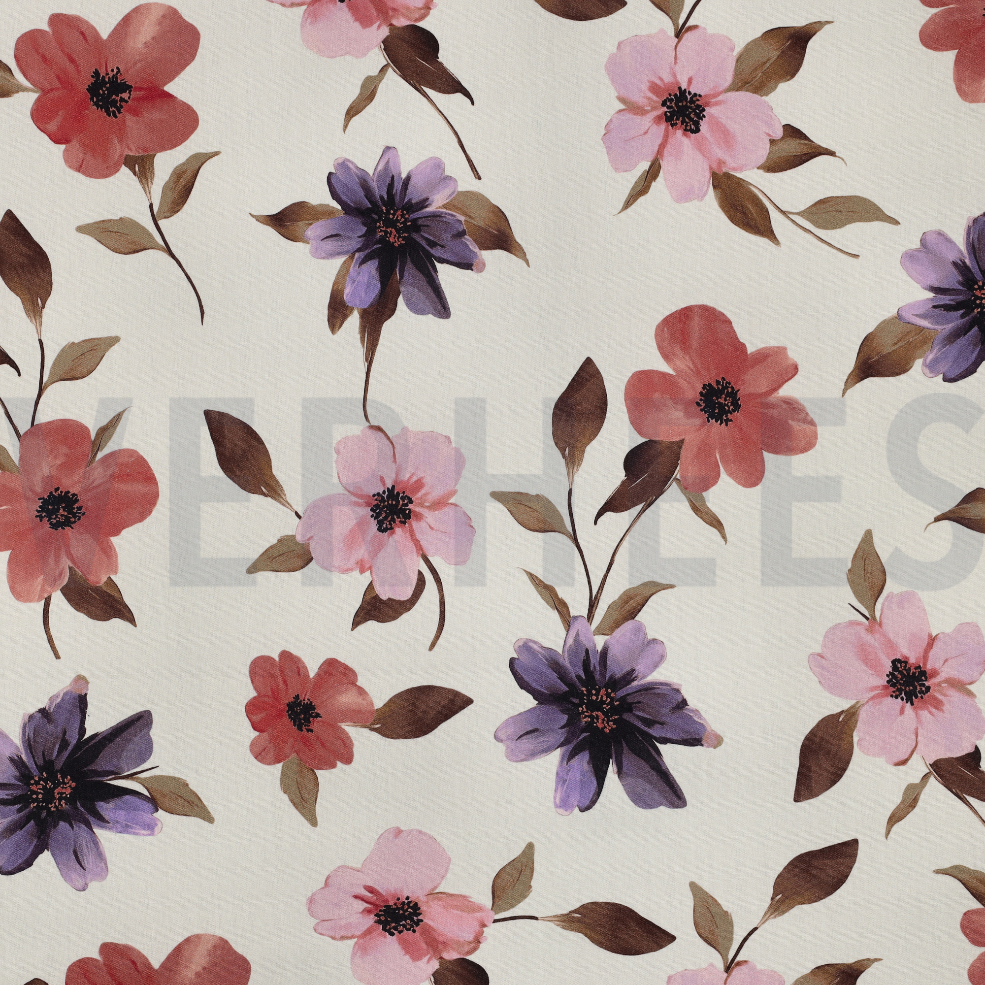 COTON VISCOSE DIGITAL FLEURS BLANC CASSÉ (high resolution)