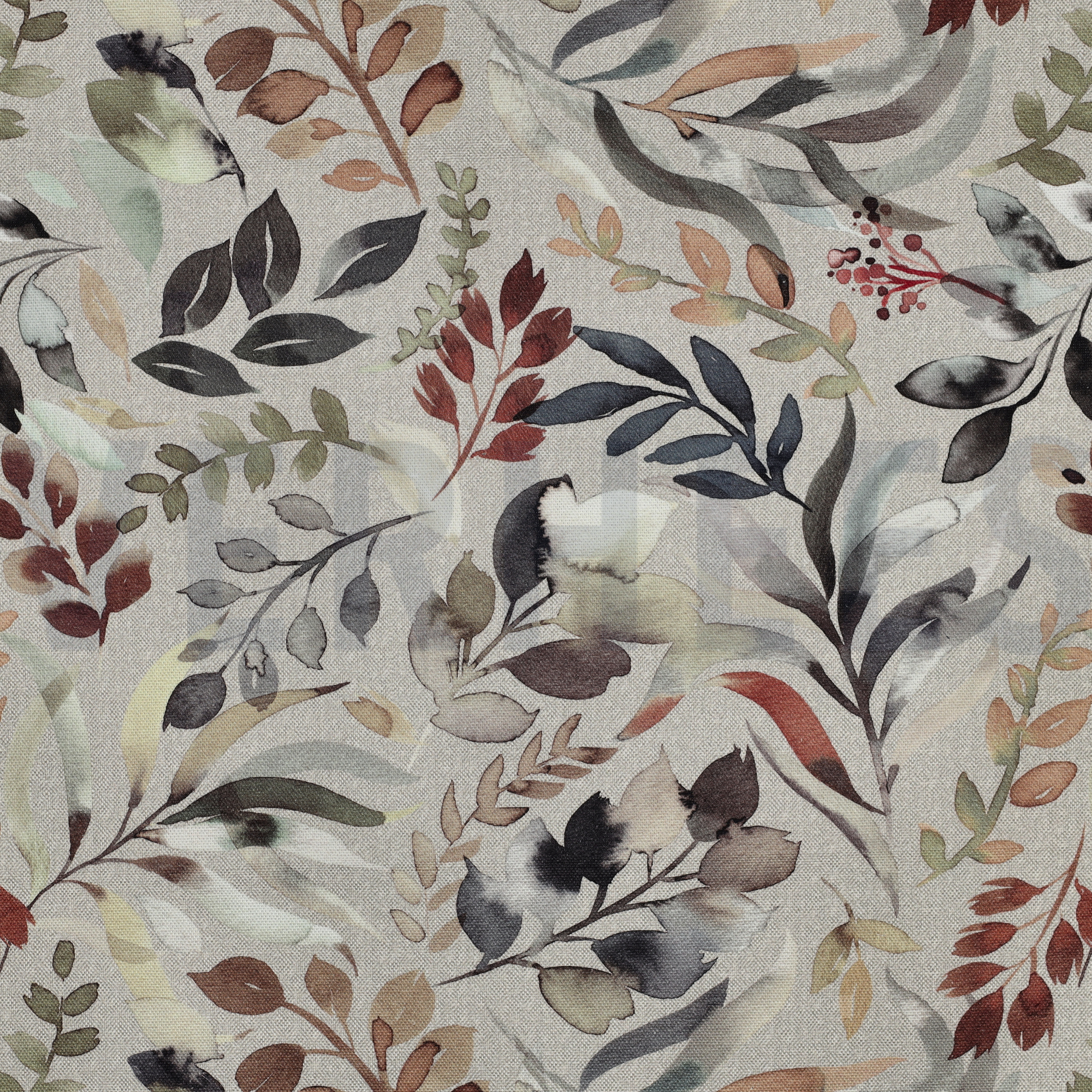 TOILE DÉCORATION DIGITAL FEUILLES LIN (high resolution)
