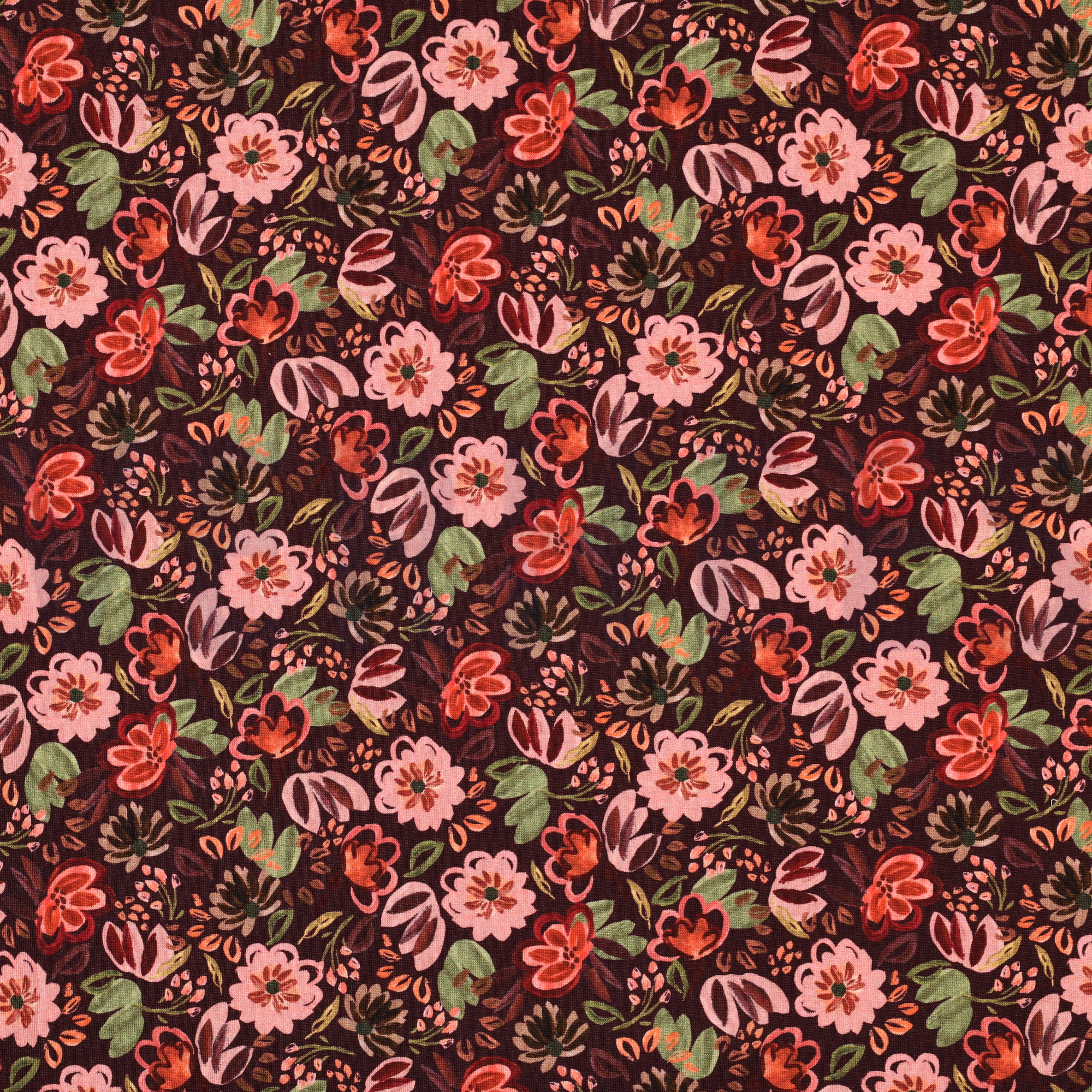 JERSEY DIGITAL FLOWERS BURGUNDY (high resolution)