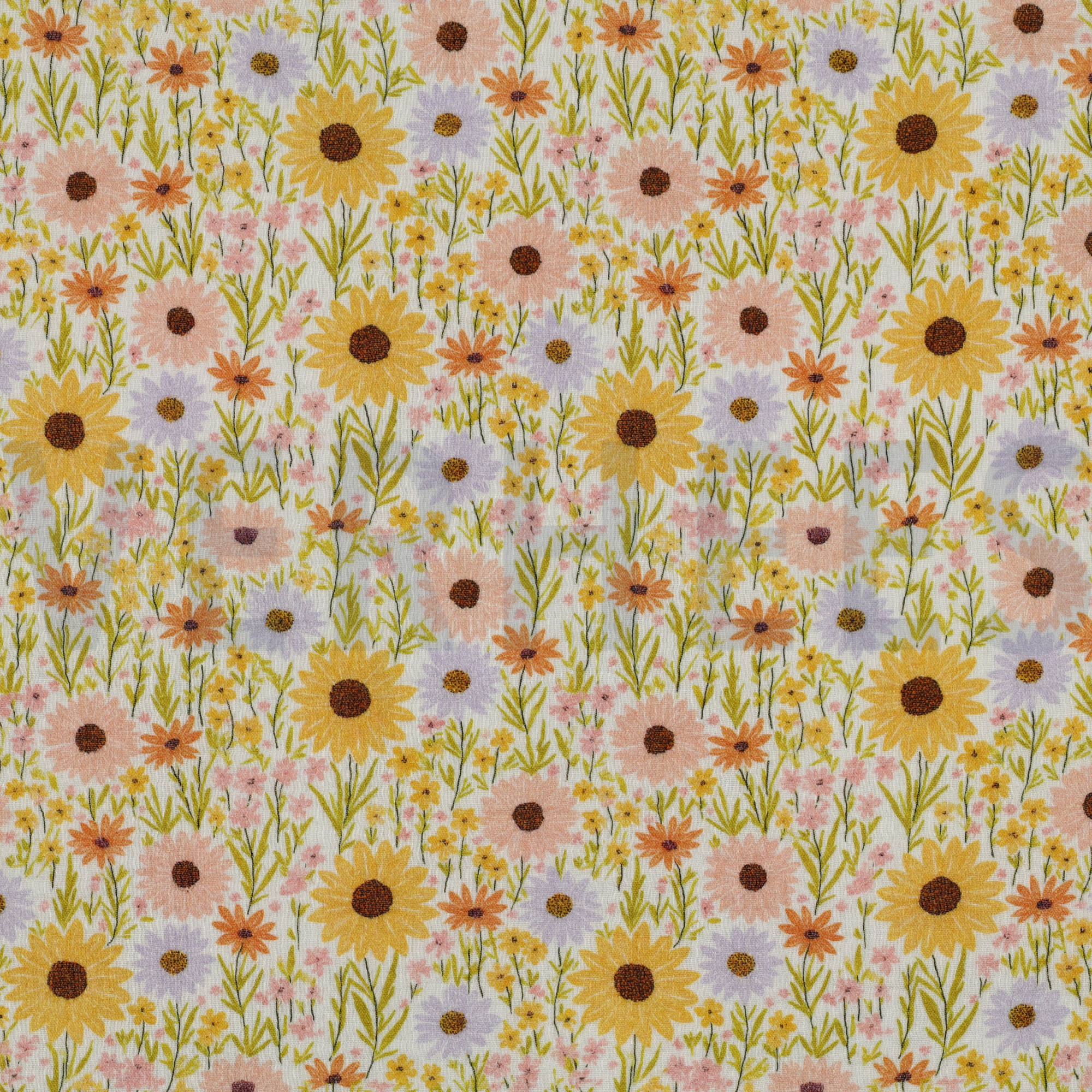 DOUBLE GAUZE DIGITAAL BLOEMEN GEEL (high resolution)