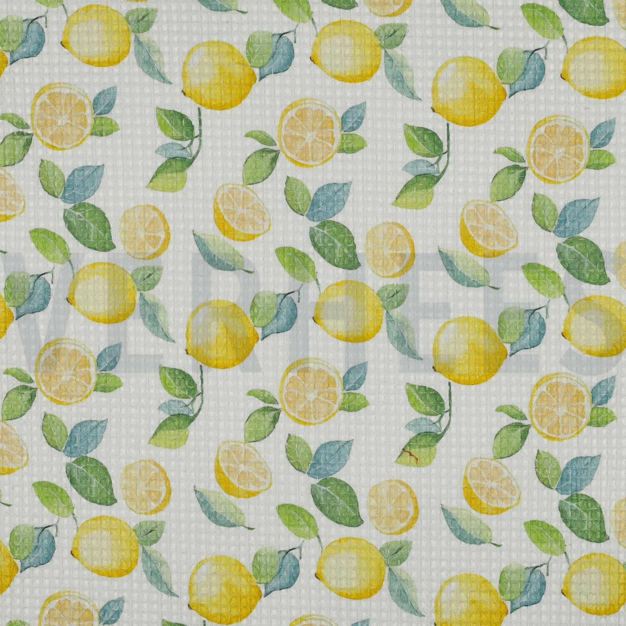 BAUMWOLLE WAFFEL DIGITAL ZITRONEN WEISS (high resolution)