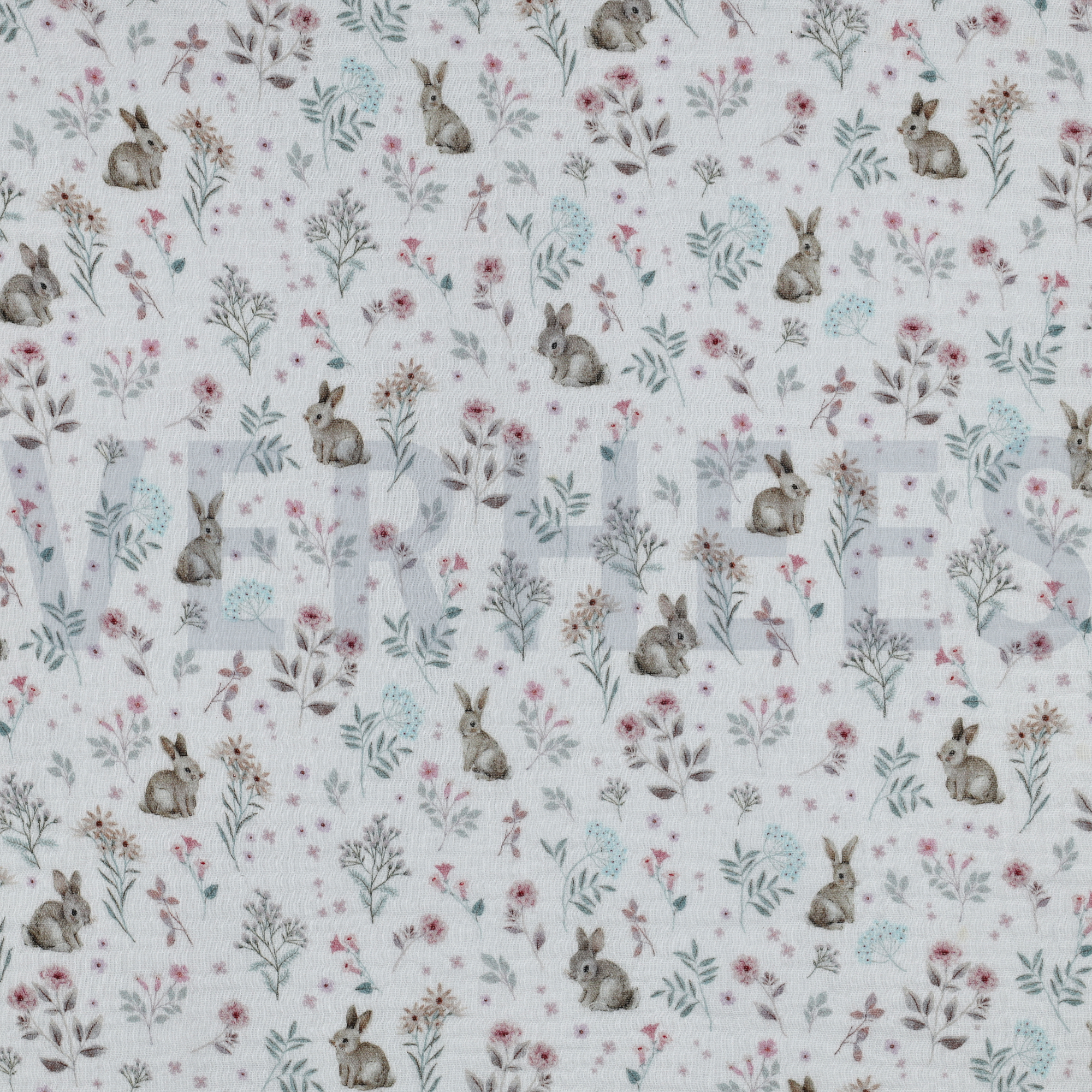 MUSSELIN GOTS DIGITAL WALDTIERE WEISS (high resolution)