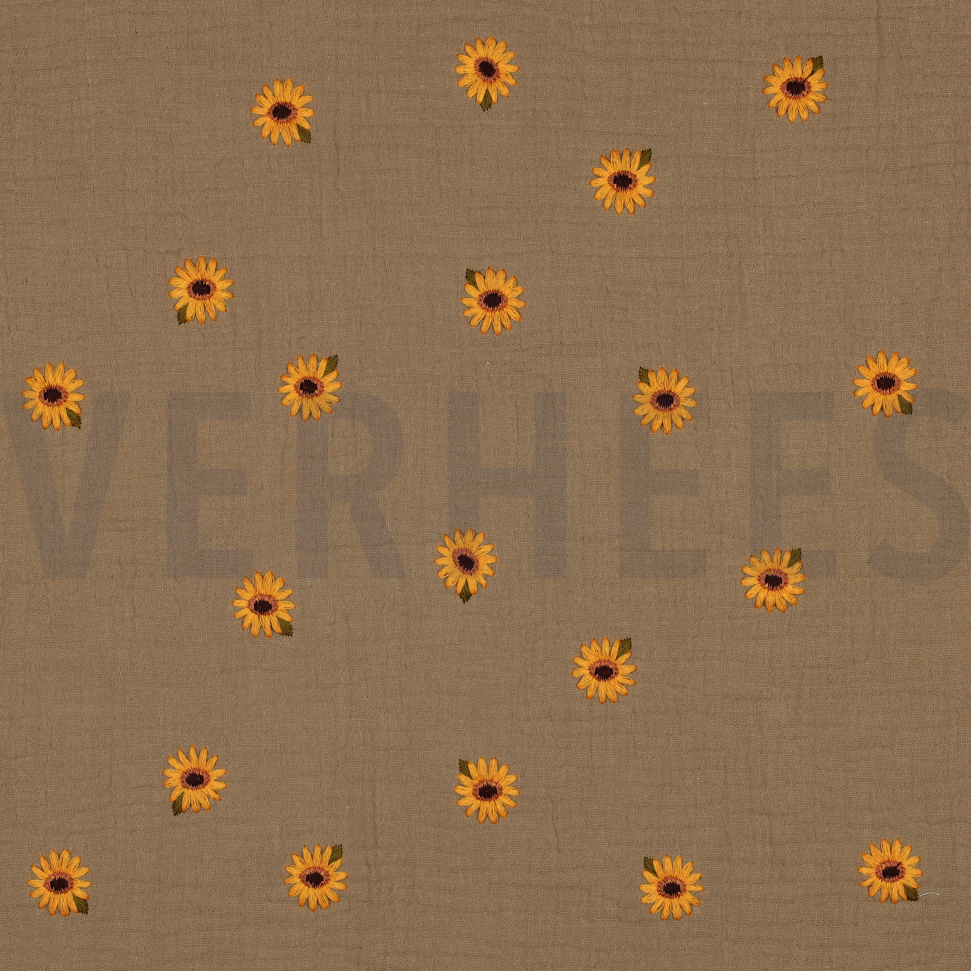 MUSSELIN STICKEREI SONNENBLUMEN BEIGE (high resolution)