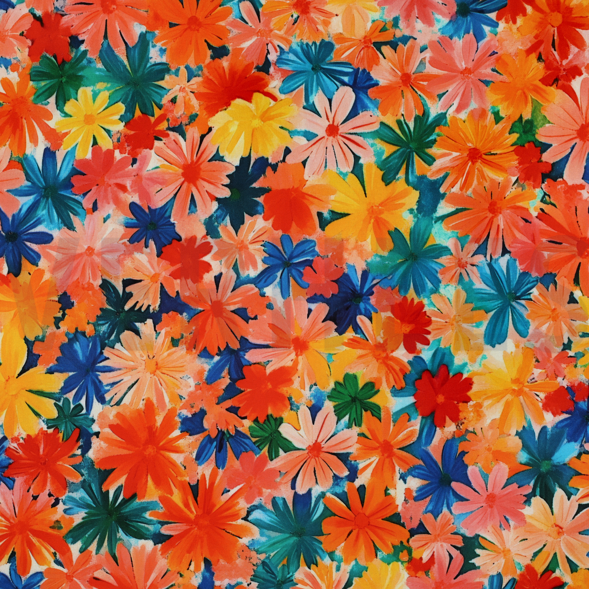 LENZING™ ECOVERO™ DIGITAL FLEURS ORANGE (high resolution)