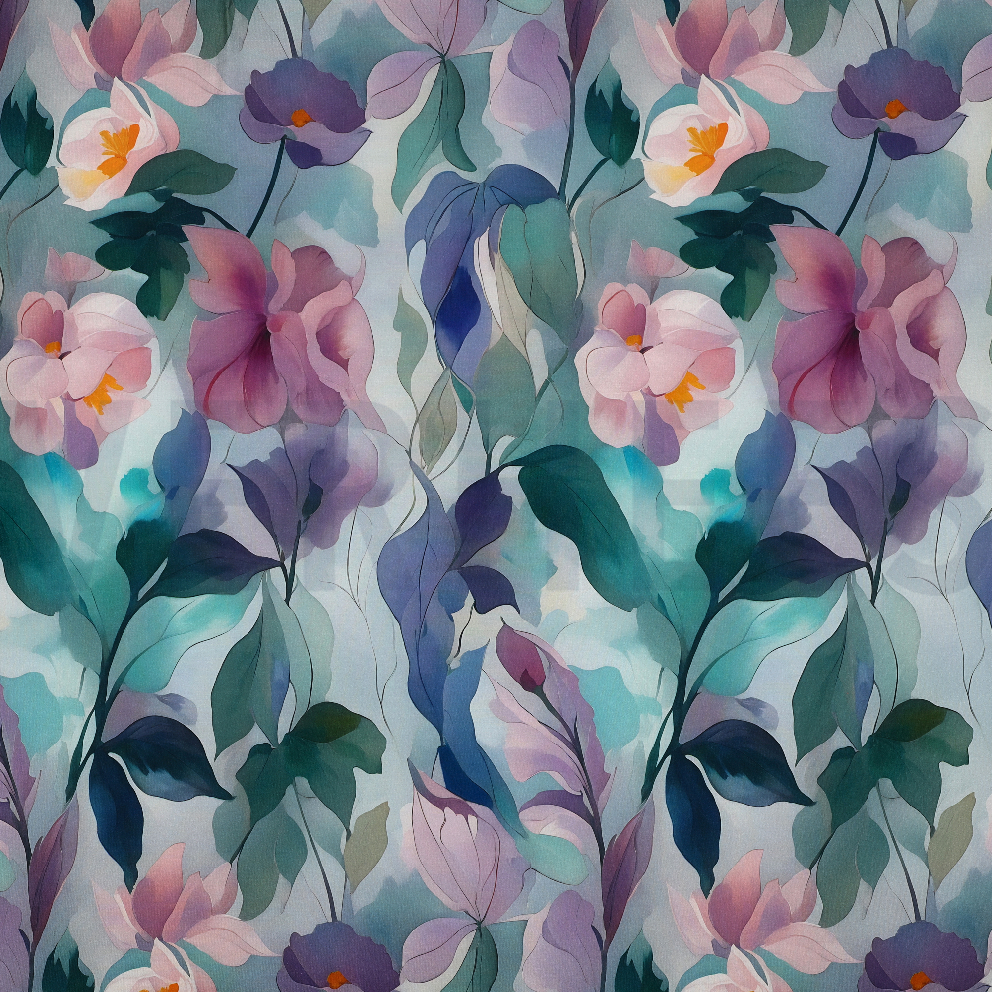 VISCOSE RADIANCE DIGITAL FLEURS BLEU (high resolution)