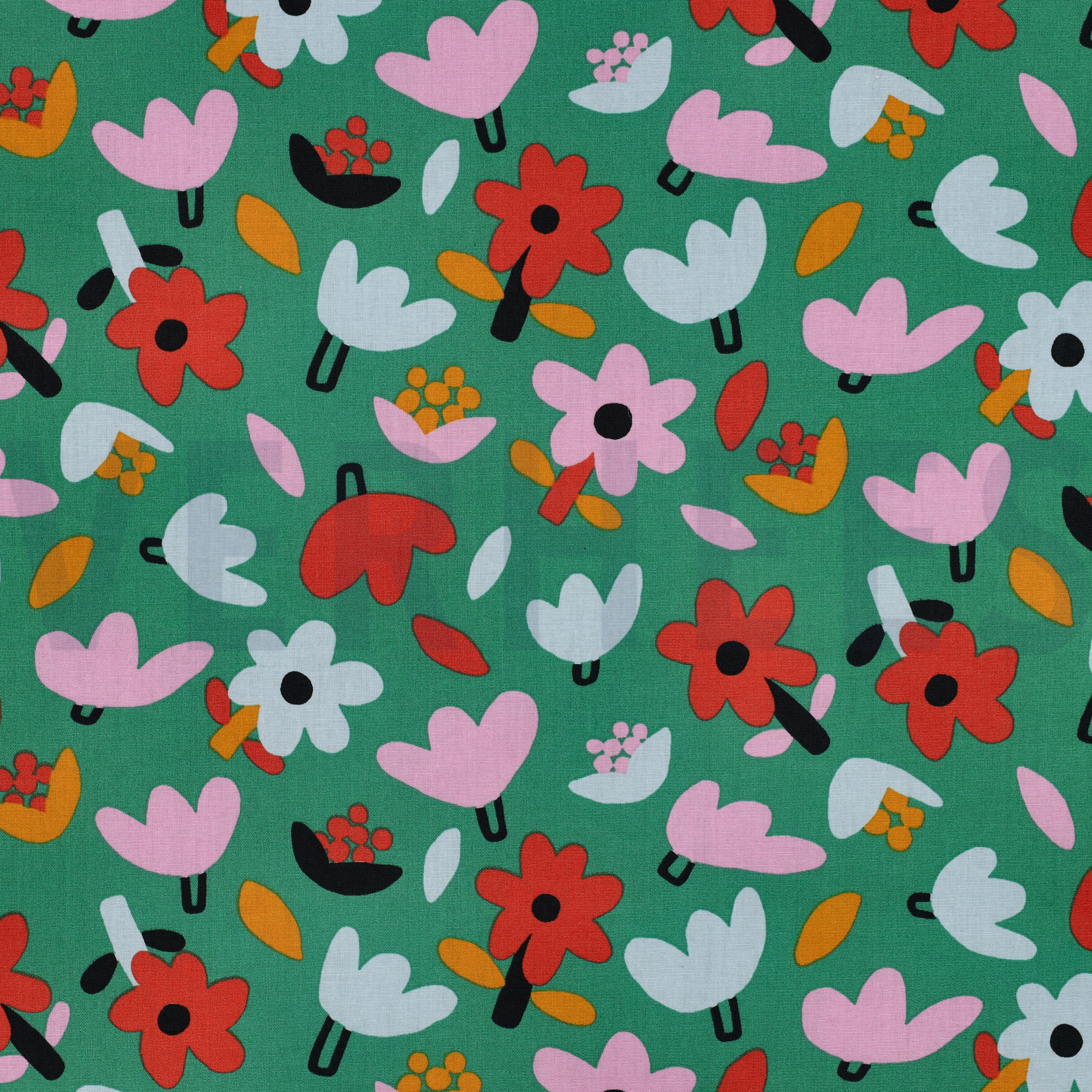 KATOENEN POPLIN GOTS BLOEMEN JENNIFER BOURON GROEN (high resolution)