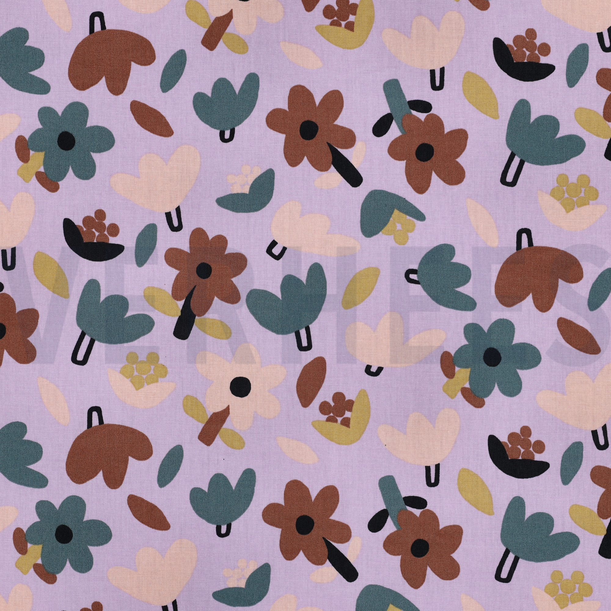 BAUMWOLLE POPELINE GOTS BLUMEN JENNIFER BOURON LAVENDEL (high resolution)