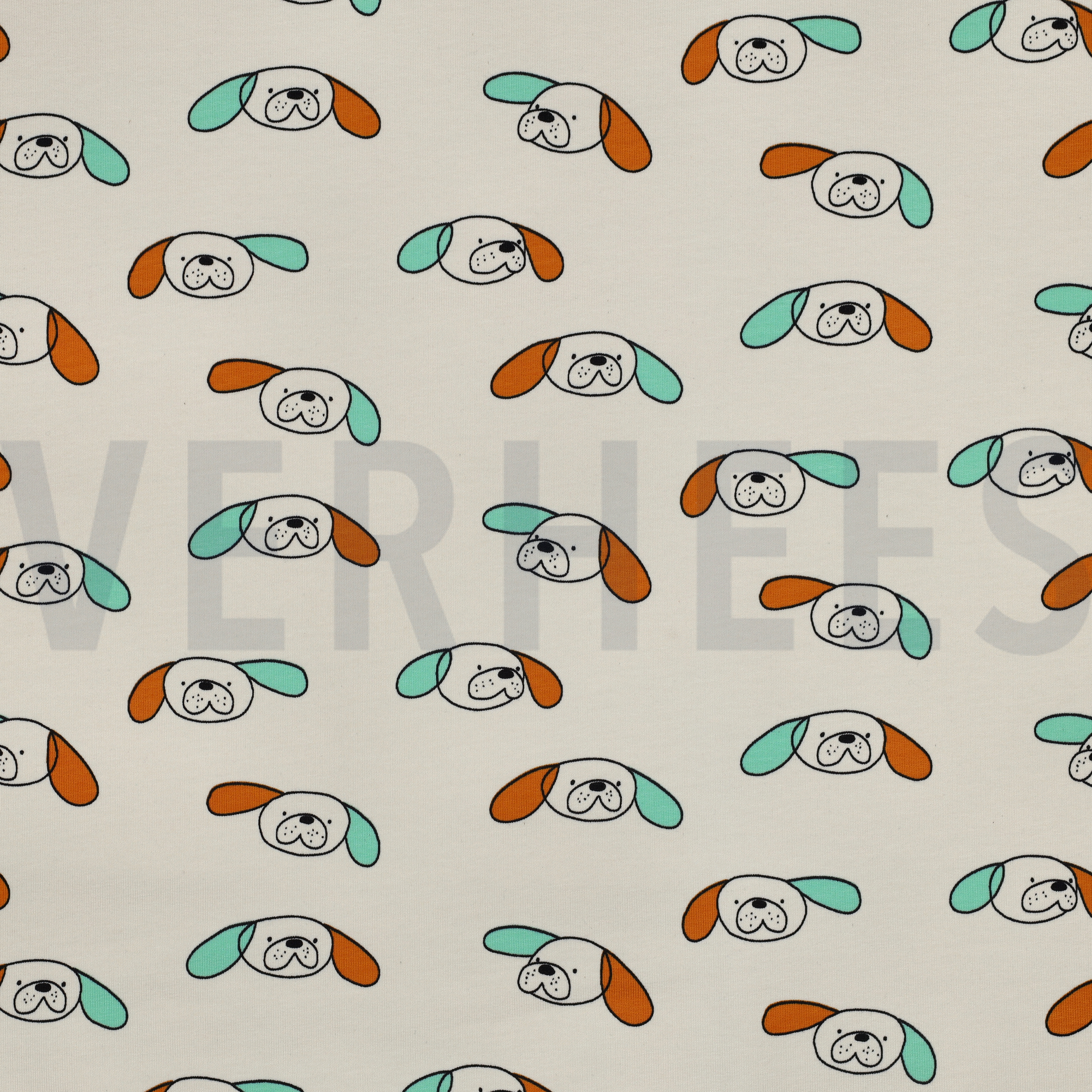 FRENCH TERRY GOTS HUNDE JENNIFER BOURON NATUR/OCKER (high resolution)