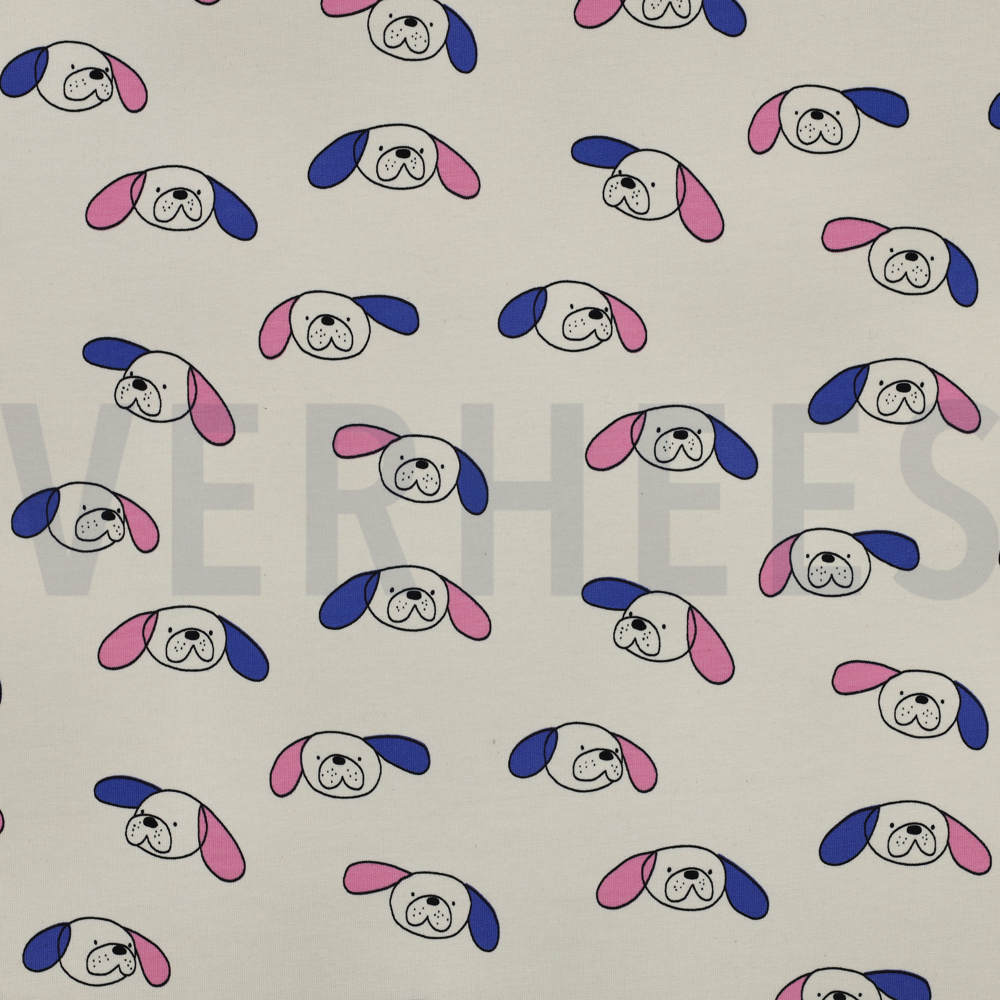 FRENCH TERRY GOTS HUNDE JENNIFER BOURON NATUR/BLAU (high resolution)