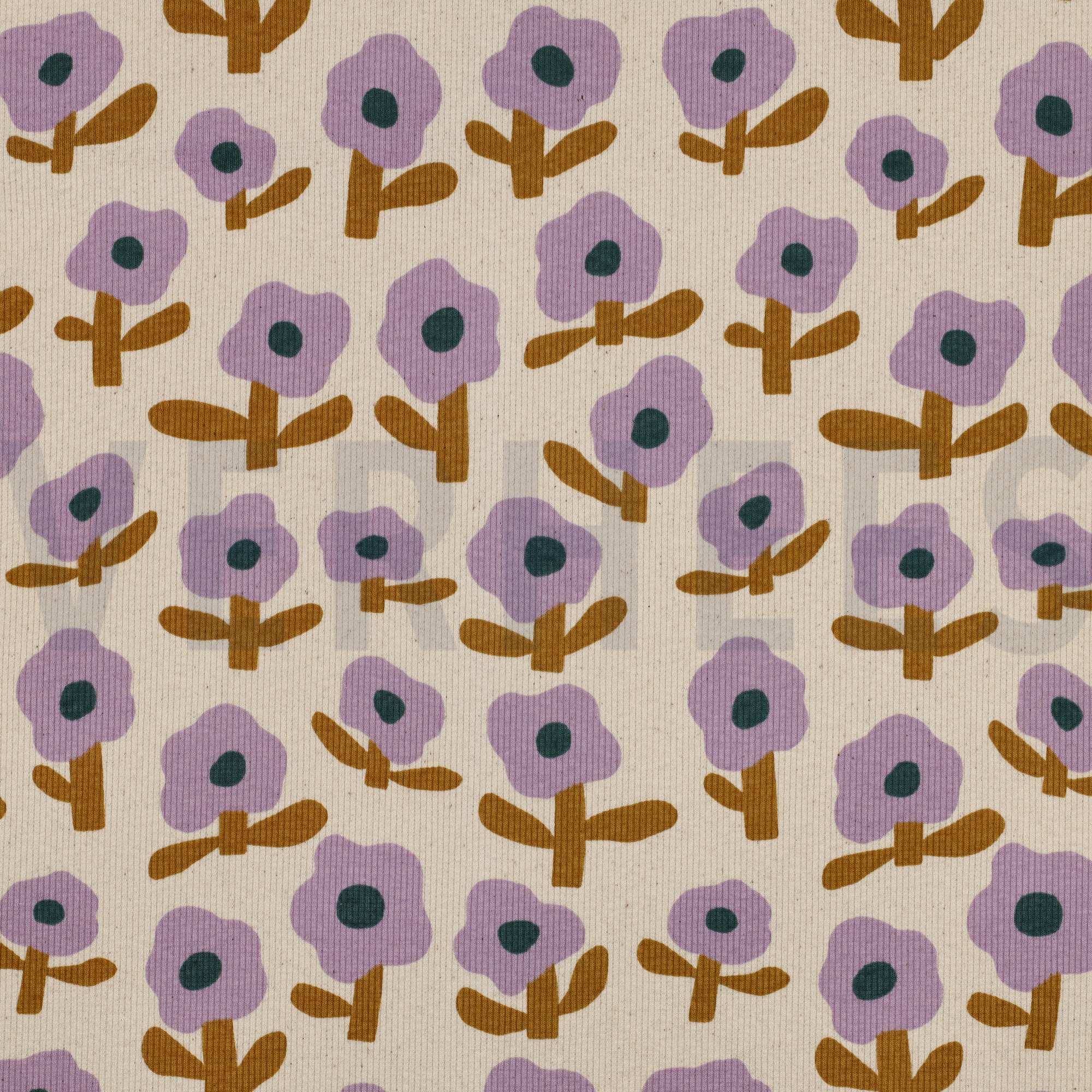 RIPPJERSEY GOTS BLUMEN JENNIFER BOURON NATUR/LAVENDEL (high resolution)