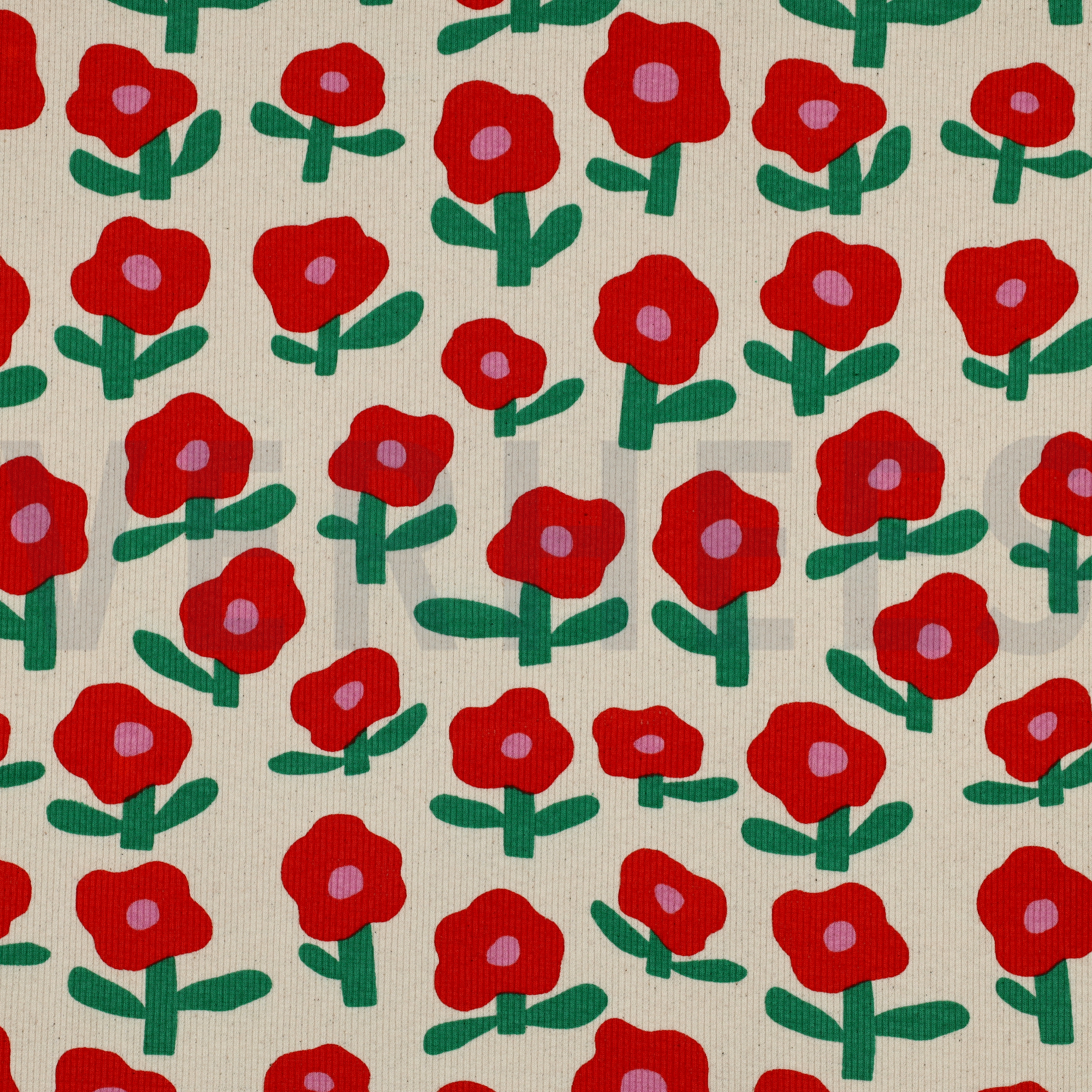 RIPPJERSEY GOTS BLUMEN JENNIFER BOURON NATUR/ORANGE (high resolution)