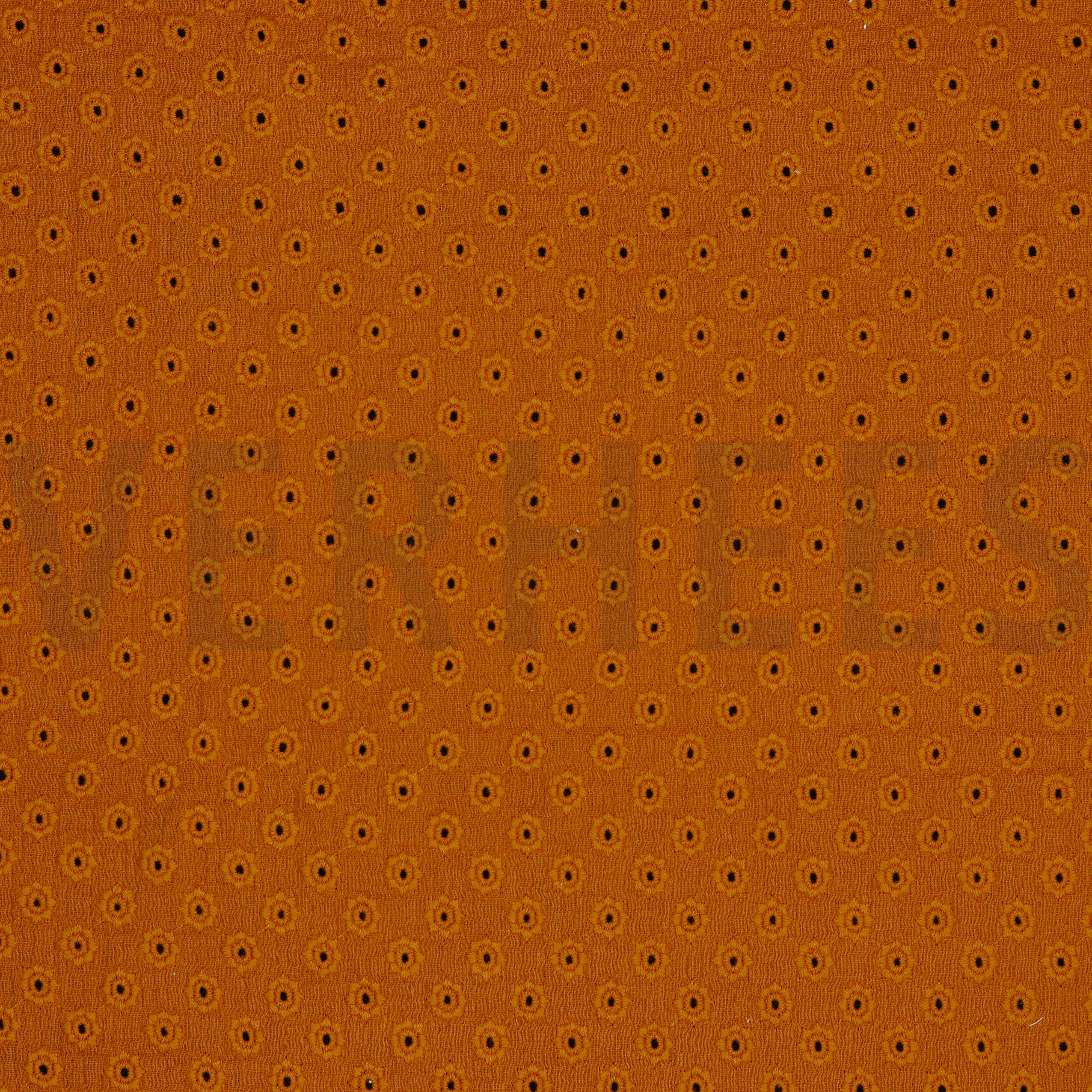 DOUBLE GAUZE EMBROIDERY FLOWERS RUST (high resolution)