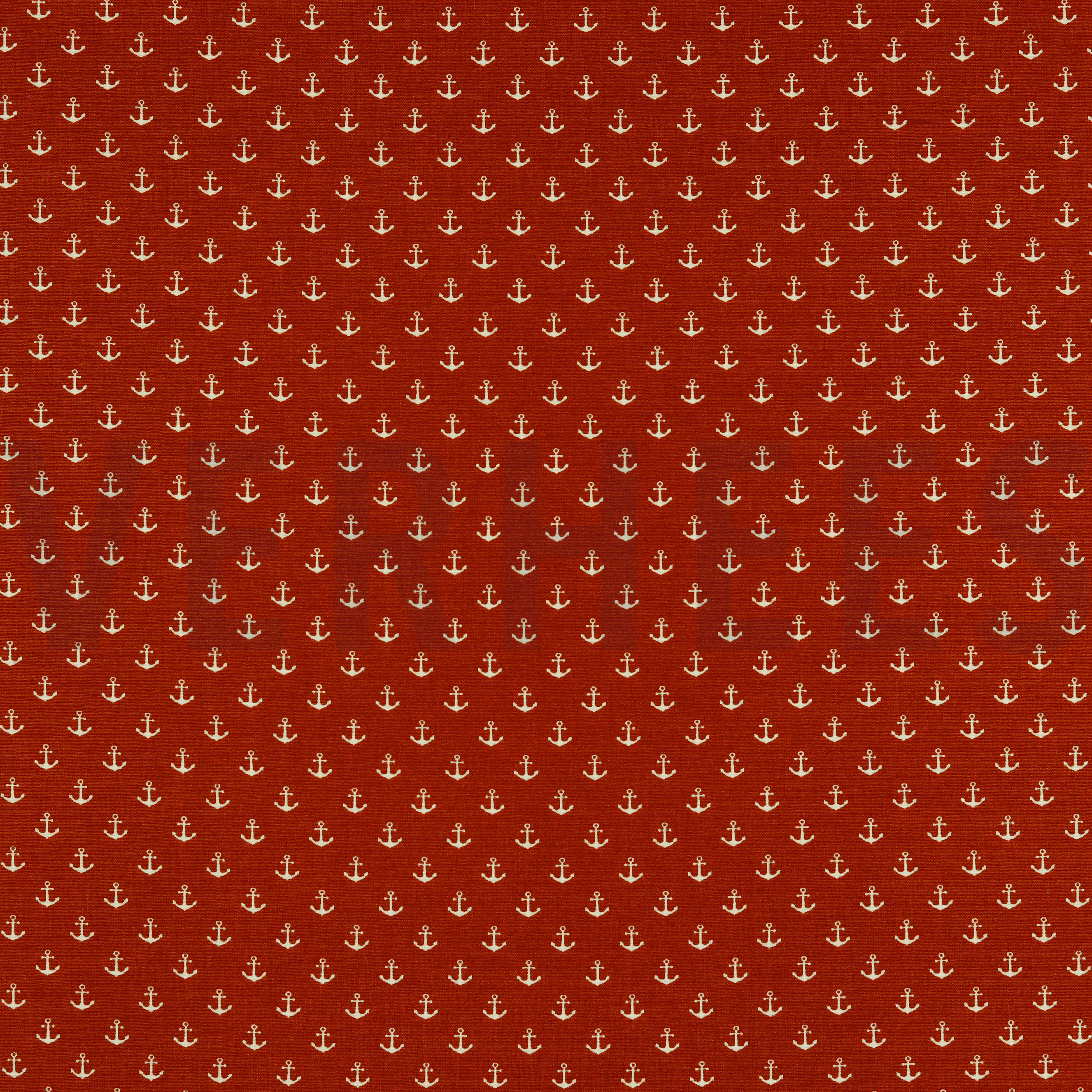 KATOENEN POPLIN KLEINE ANKERS TERRACOTTA (high resolution)