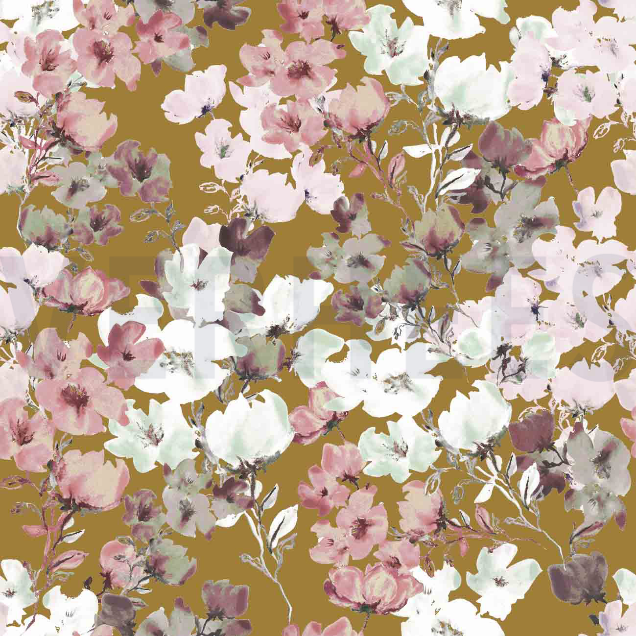 COTON JERSEY GOTS FLEURS OCRE (high resolution)